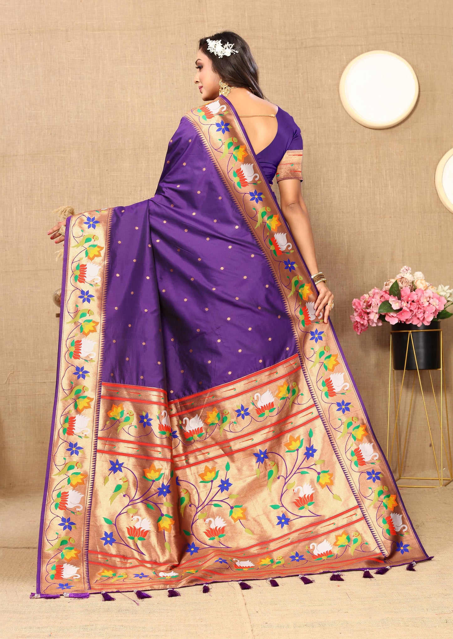 luxurious designer Soft  Paithani  silk saree with Meenakari  weawing design  silk saree