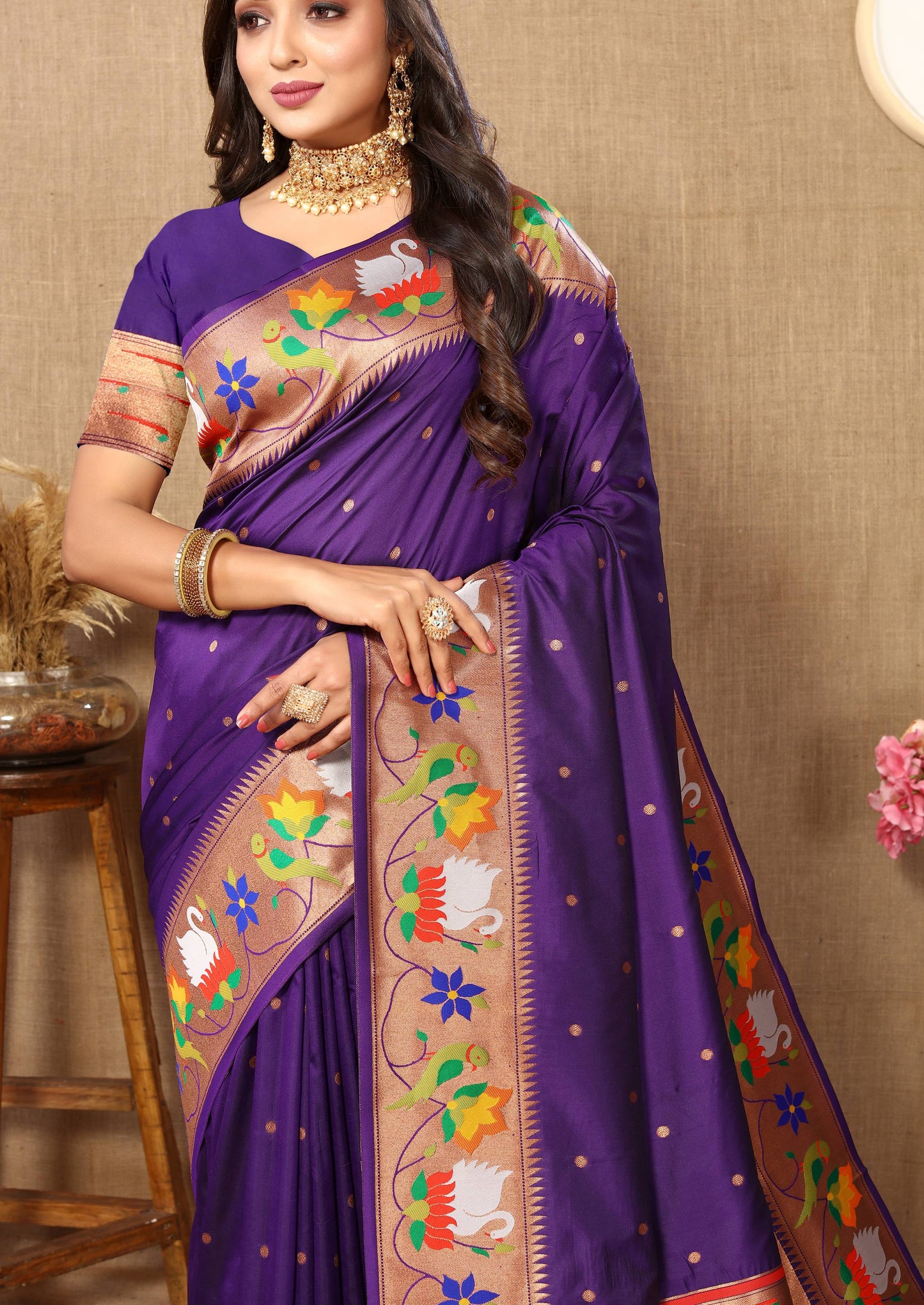 luxurious designer Soft  Paithani  silk saree with Meenakari  weawing design  silk saree