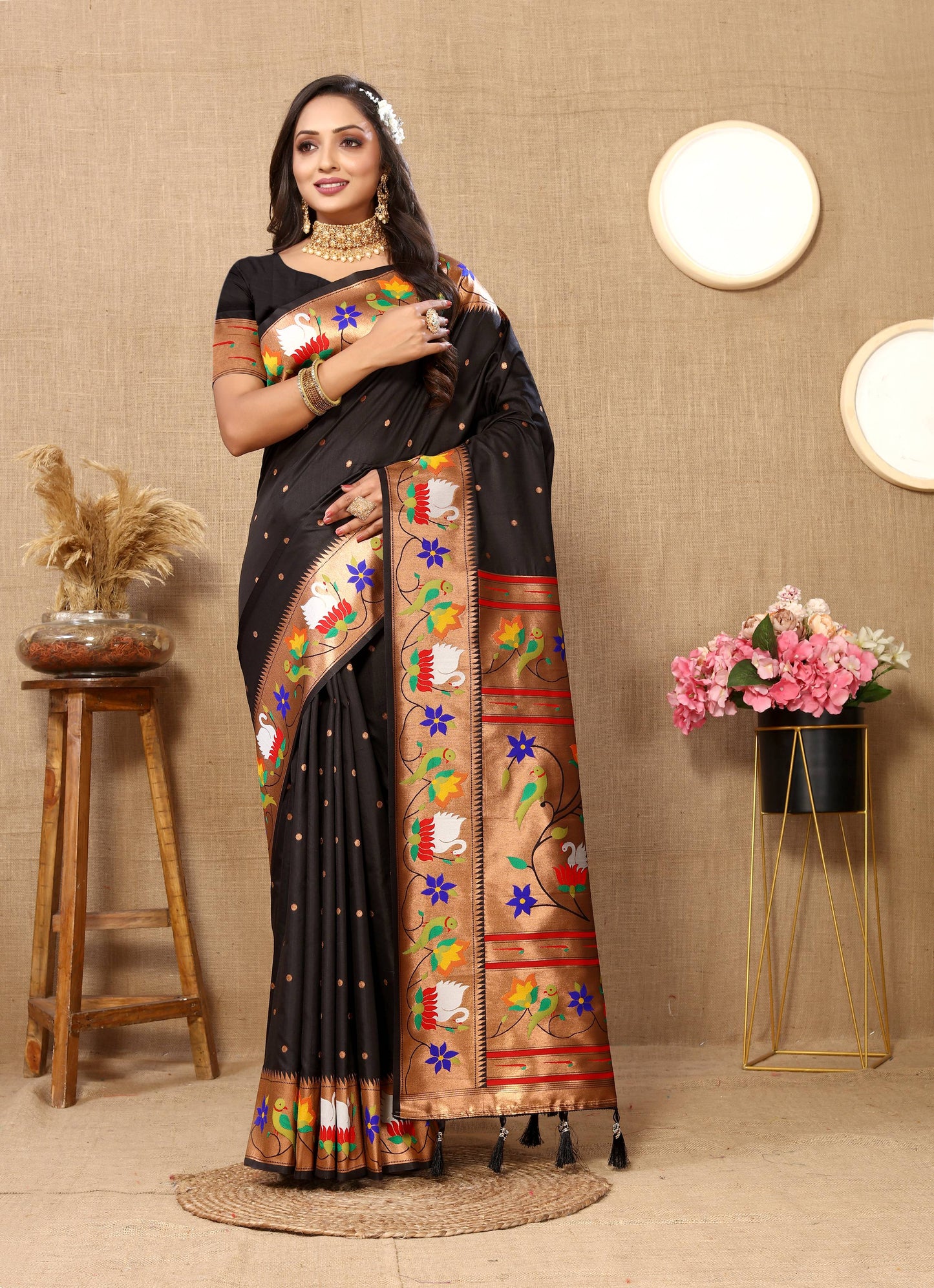 luxurious designer Soft  Paithani  silk saree with Meenakari  weawing design  silk saree