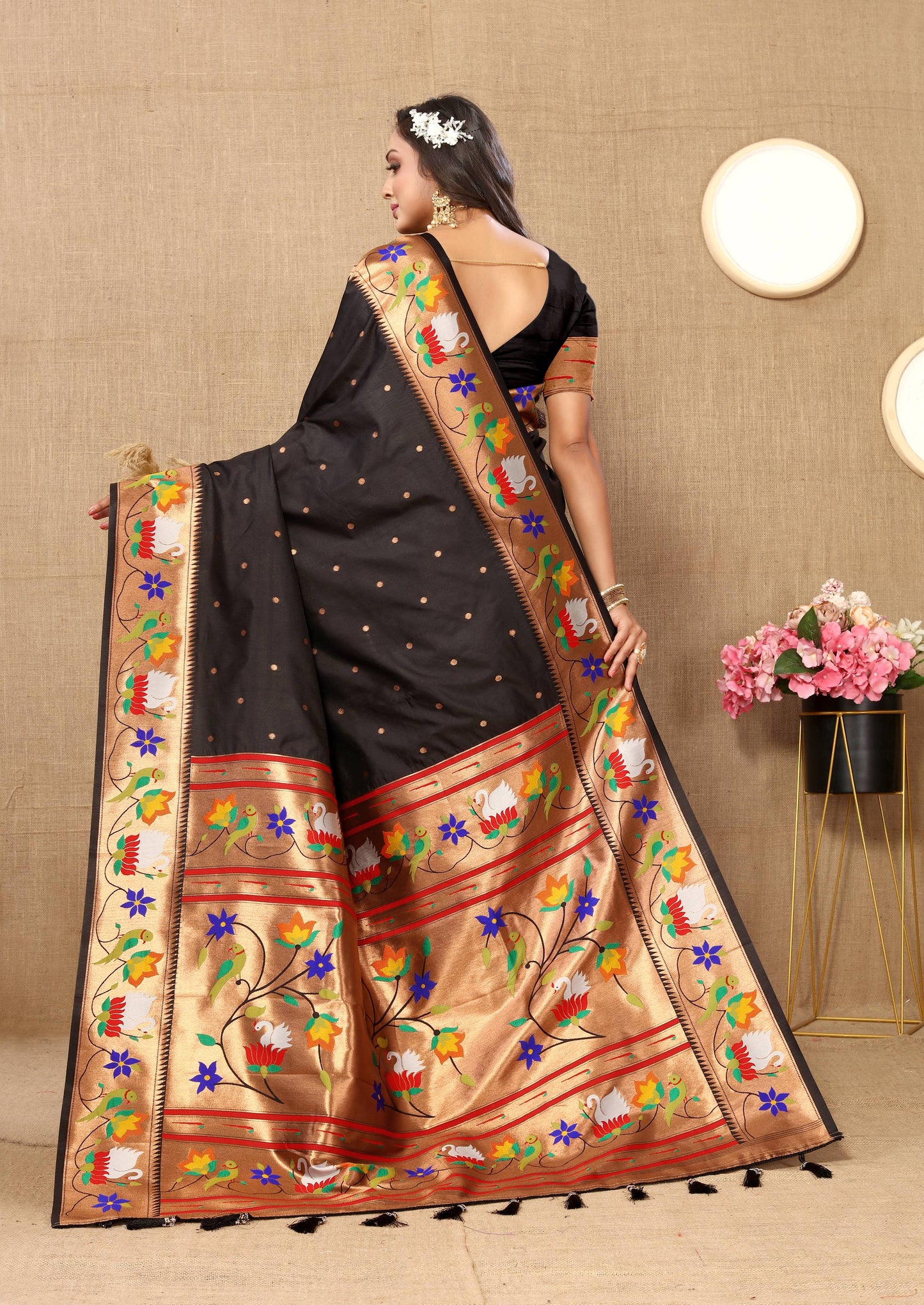 luxurious designer Soft  Paithani  silk saree with Meenakari  weawing design  silk saree