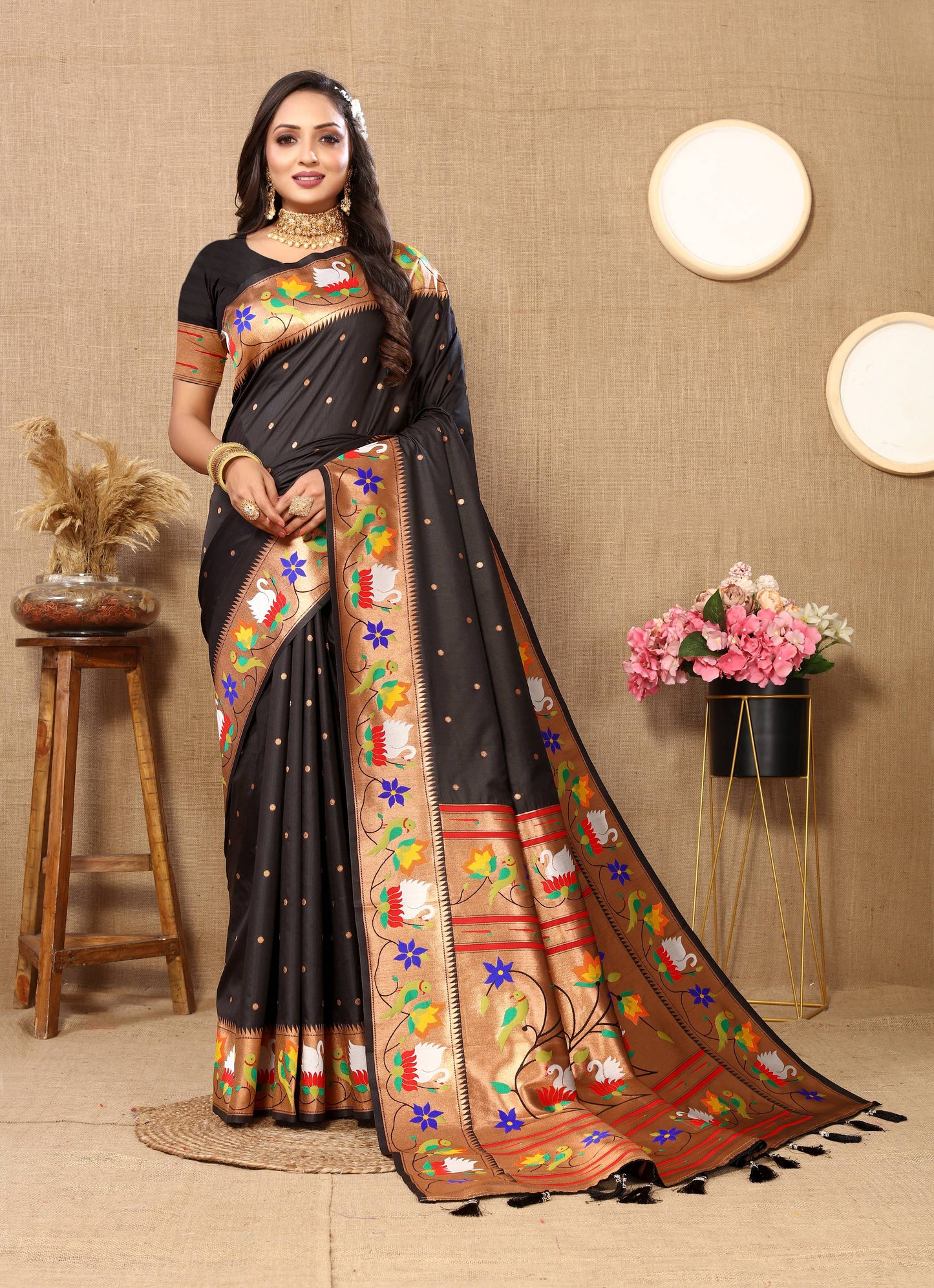 luxurious designer Soft  Paithani  silk saree with Meenakari  weawing design  silk saree