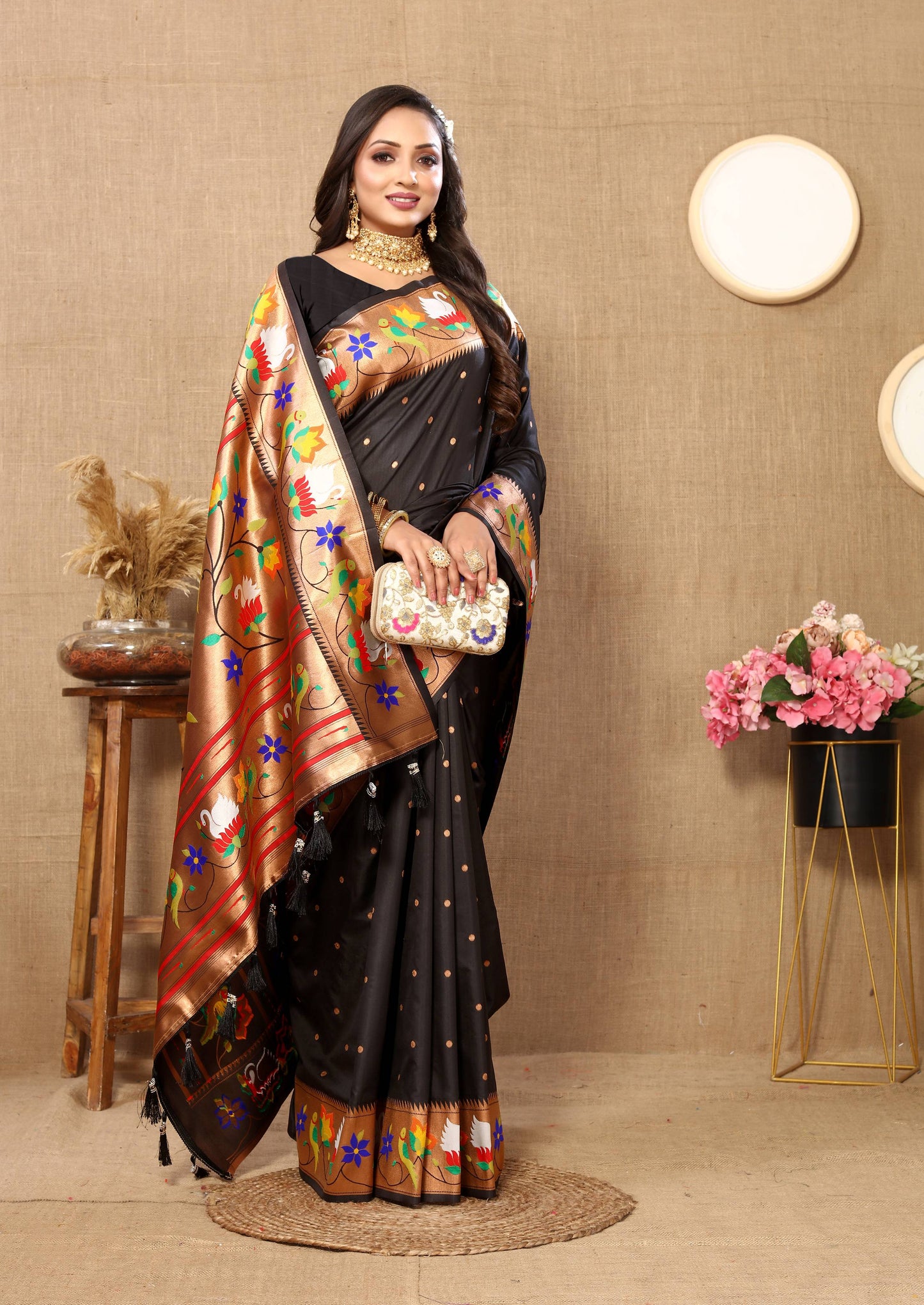 luxurious designer Soft  Paithani  silk saree with Meenakari  weawing design  silk saree