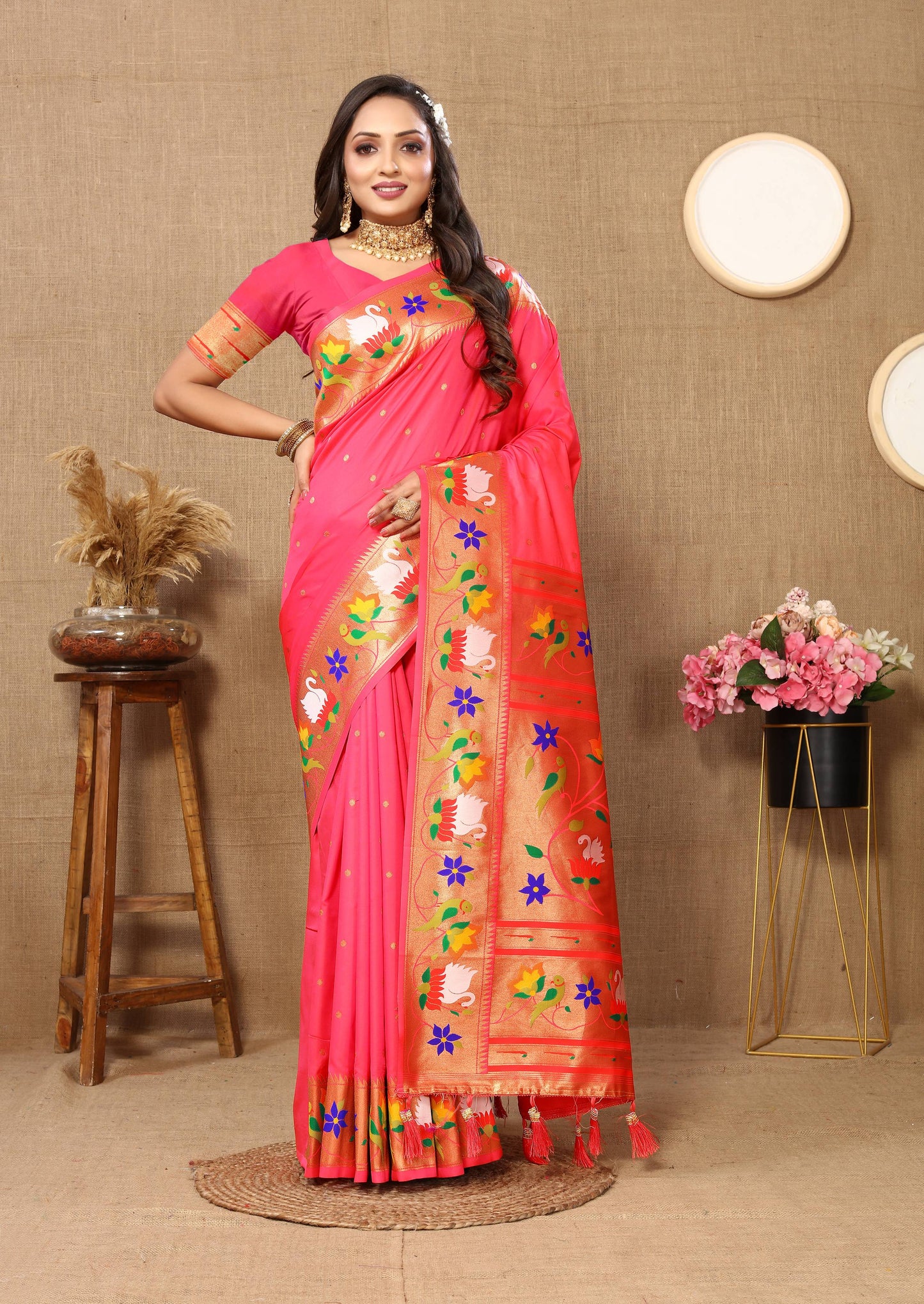 luxurious designer Soft  Paithani  silk saree with Meenakari  weawing design  silk saree