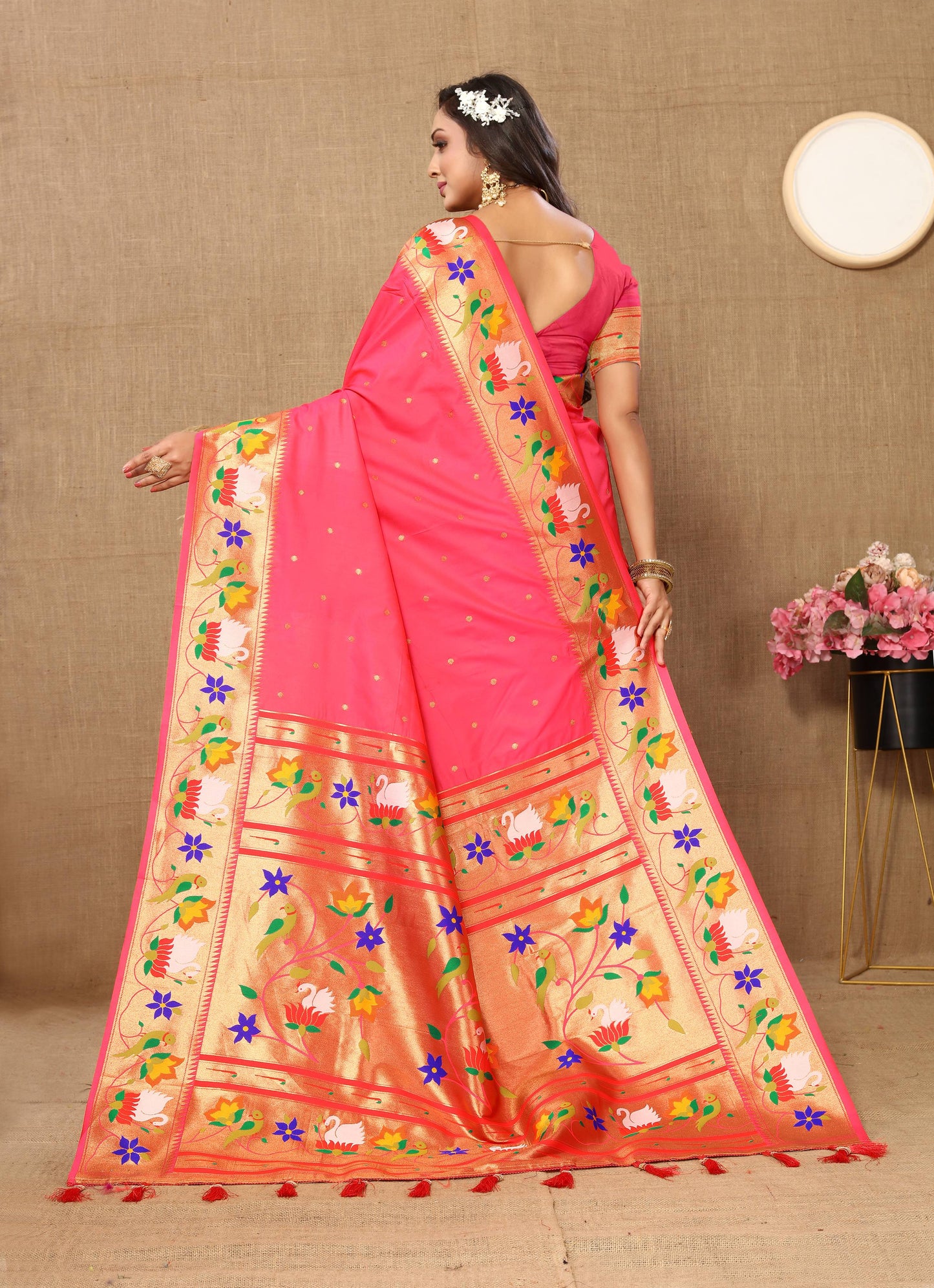 luxurious designer Soft  Paithani  silk saree with Meenakari  weawing design  silk saree