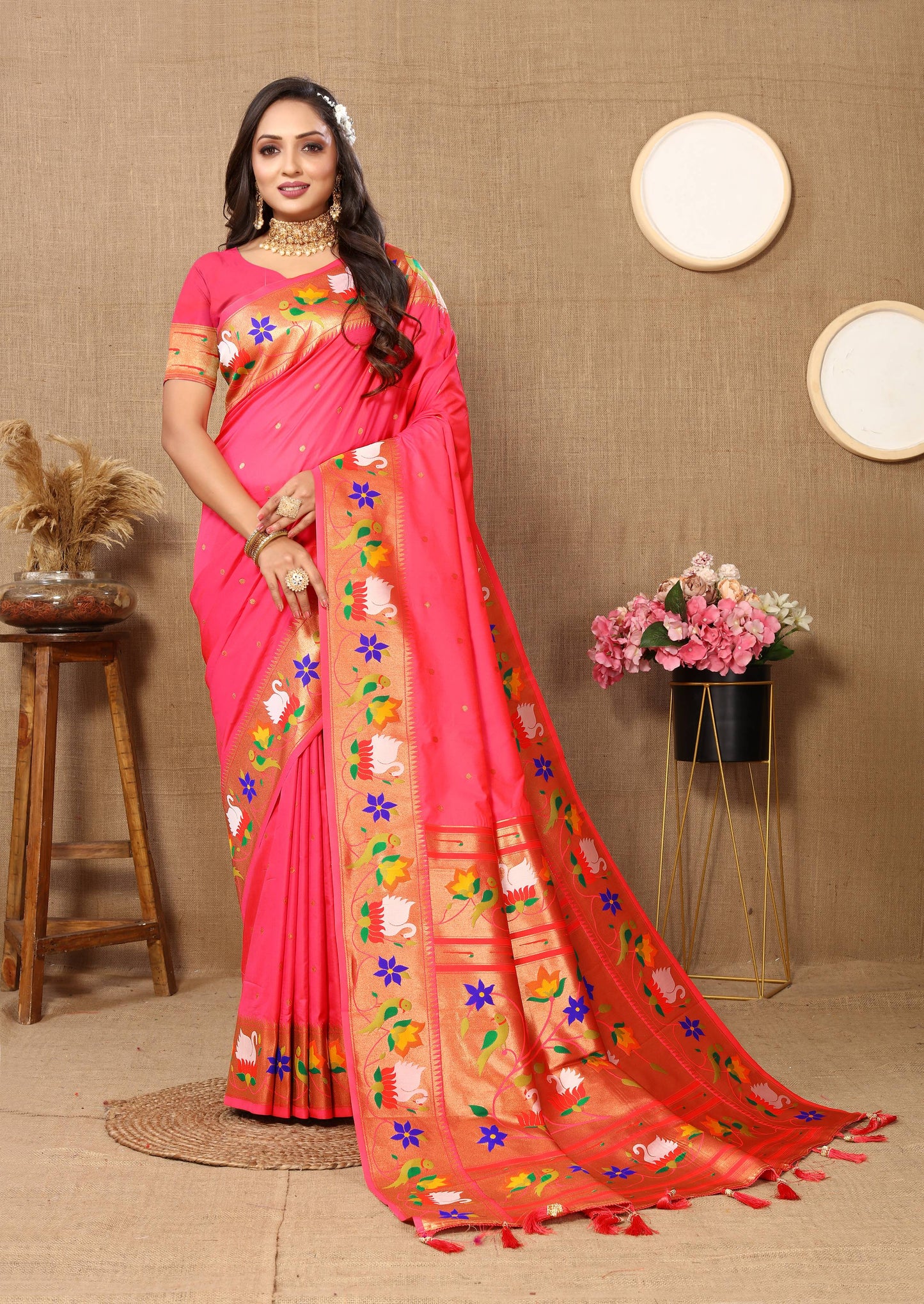 luxurious designer Soft  Paithani  silk saree with Meenakari  weawing design  silk saree