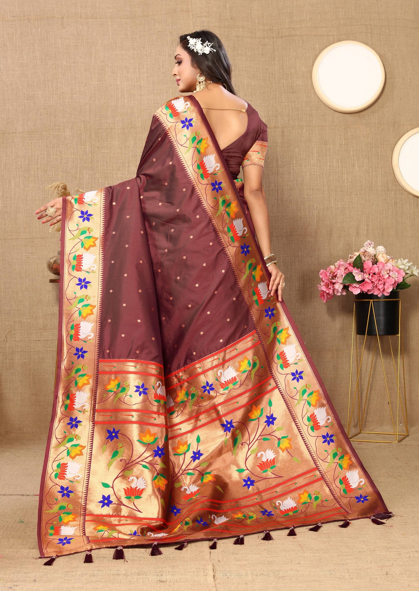 luxurious designer Soft  Paithani  silk saree with Meenakari  weawing design  silk saree