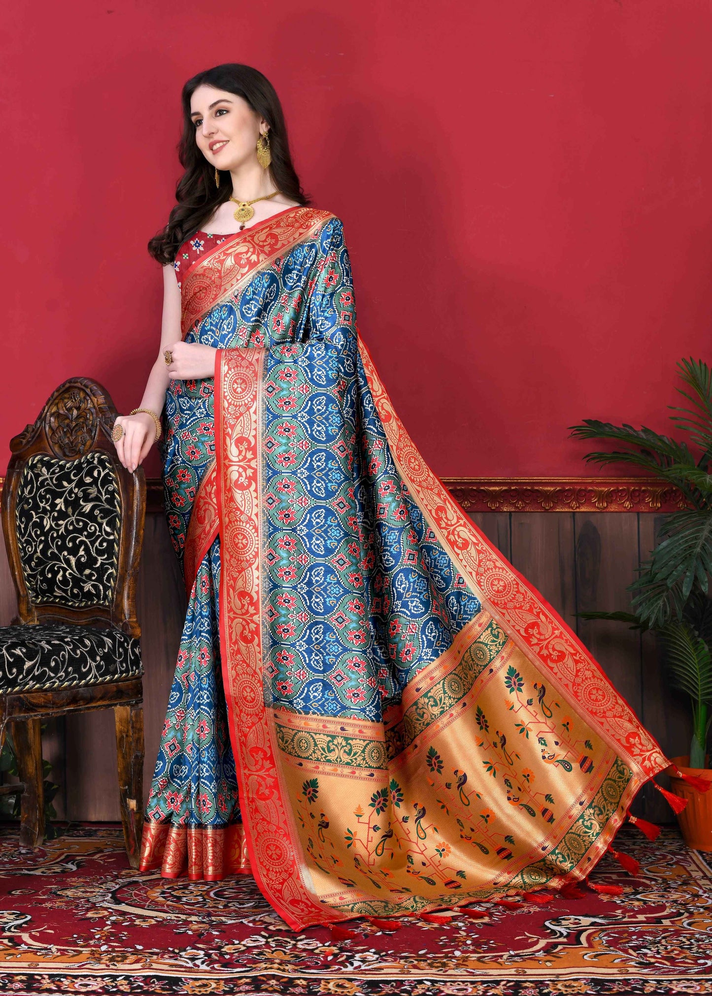 luxurious designer Soft  Pethani silk saree with Patola Print and Rich Zari  silk saree