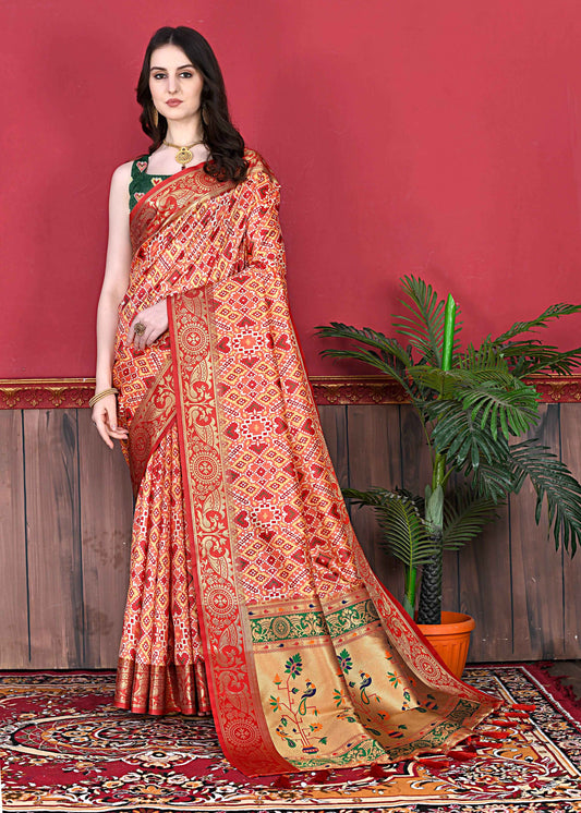 luxurious designer Soft  Pethani silk saree with Patola Print and Rich Zari  silk saree