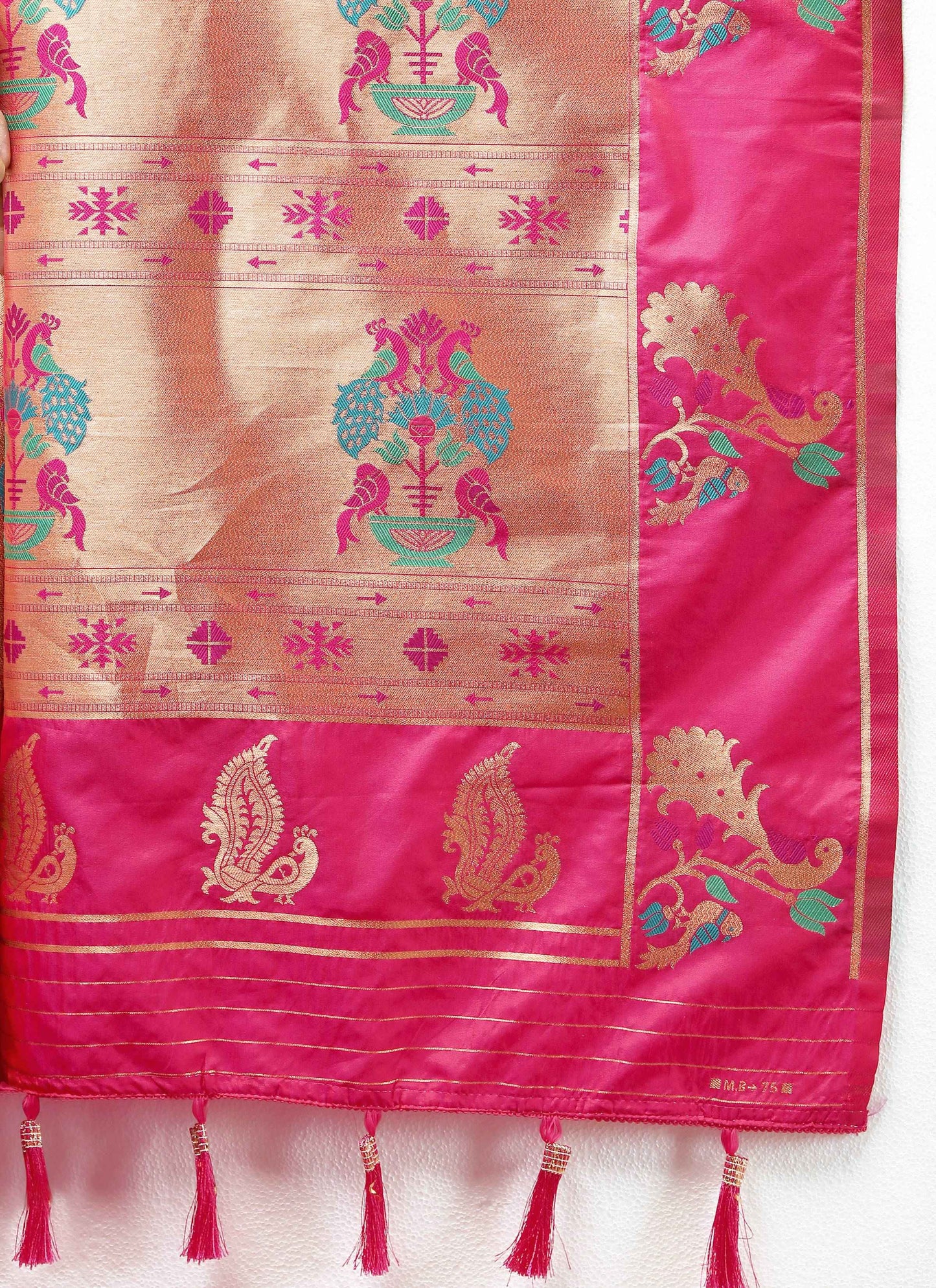 luxurious designer Soft Pethani silk saree with Copper zari weawing motifs and Rich Zari weawing  silk saree