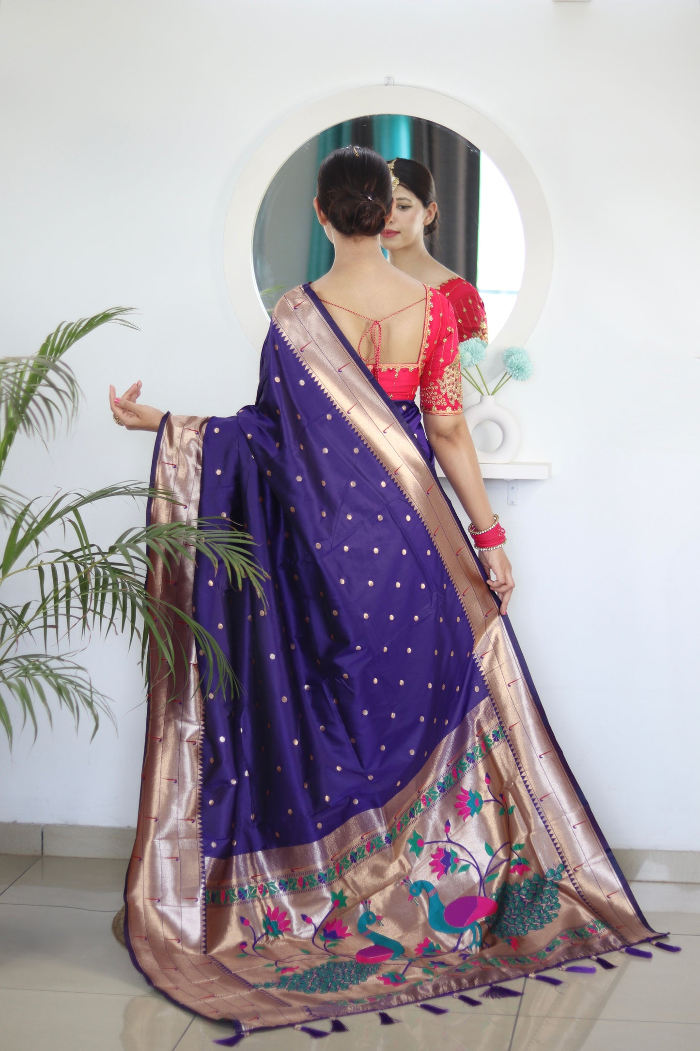 luxurious designer Soft  Paithani  silk saree with zari  weawing design  and  Rich Meenakari  weawing  silk saree