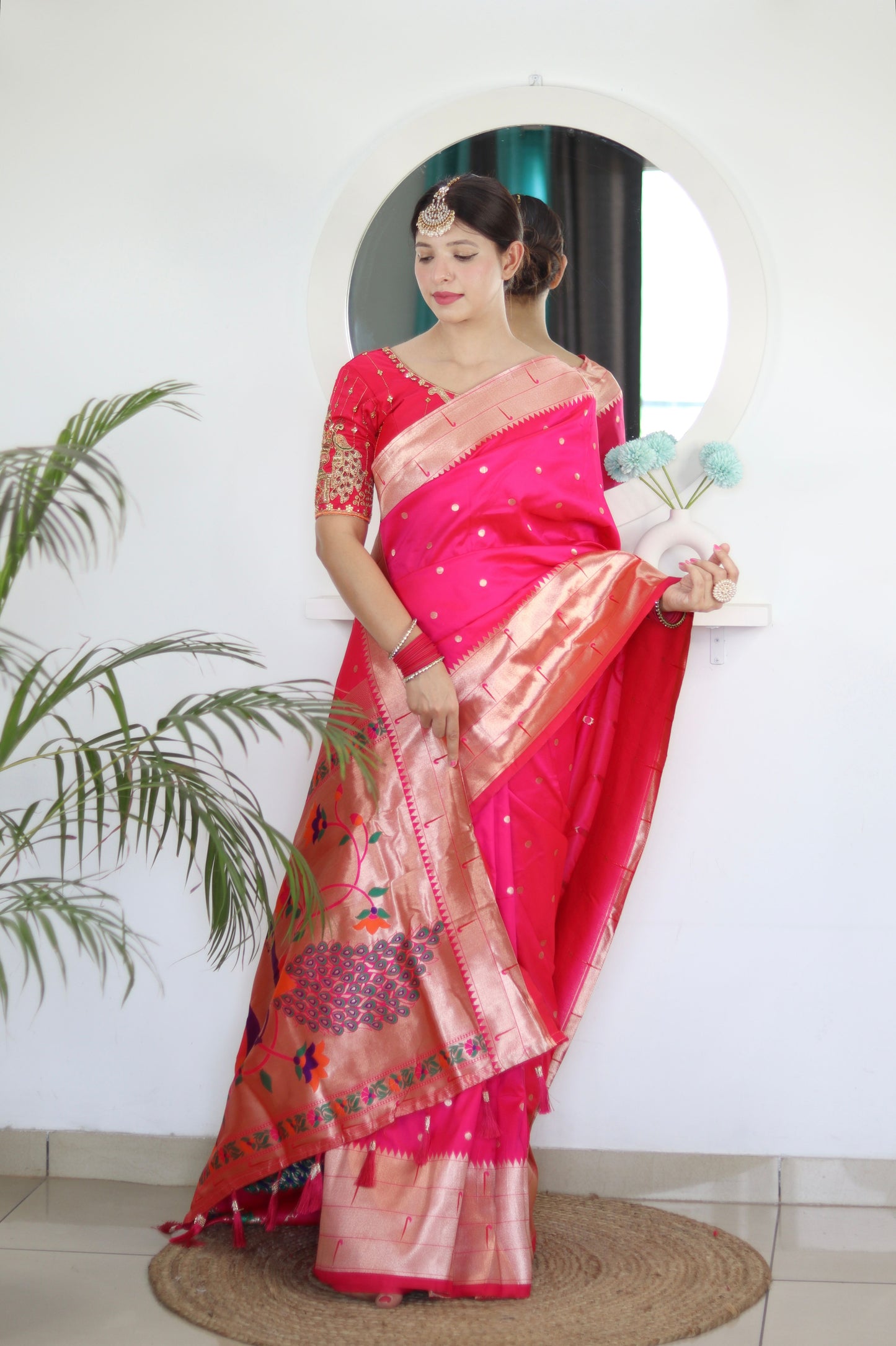 luxurious designer Soft  Paithani  silk saree with zari  weawing design  and  Rich Meenakari  weawing  silk saree