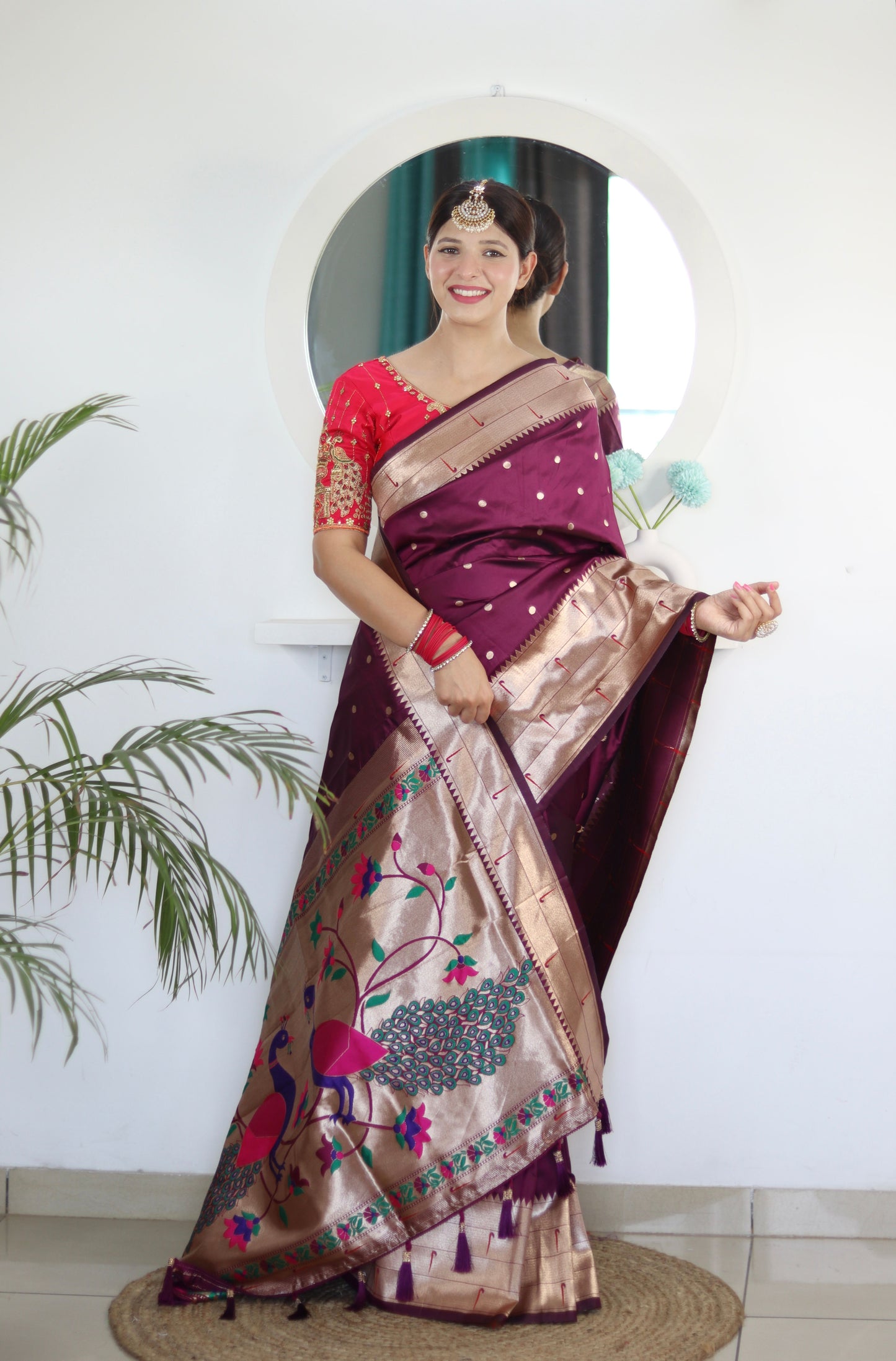 luxurious designer Soft  Paithani  silk saree with zari  weawing design  and  Rich Meenakari  weawing  silk saree