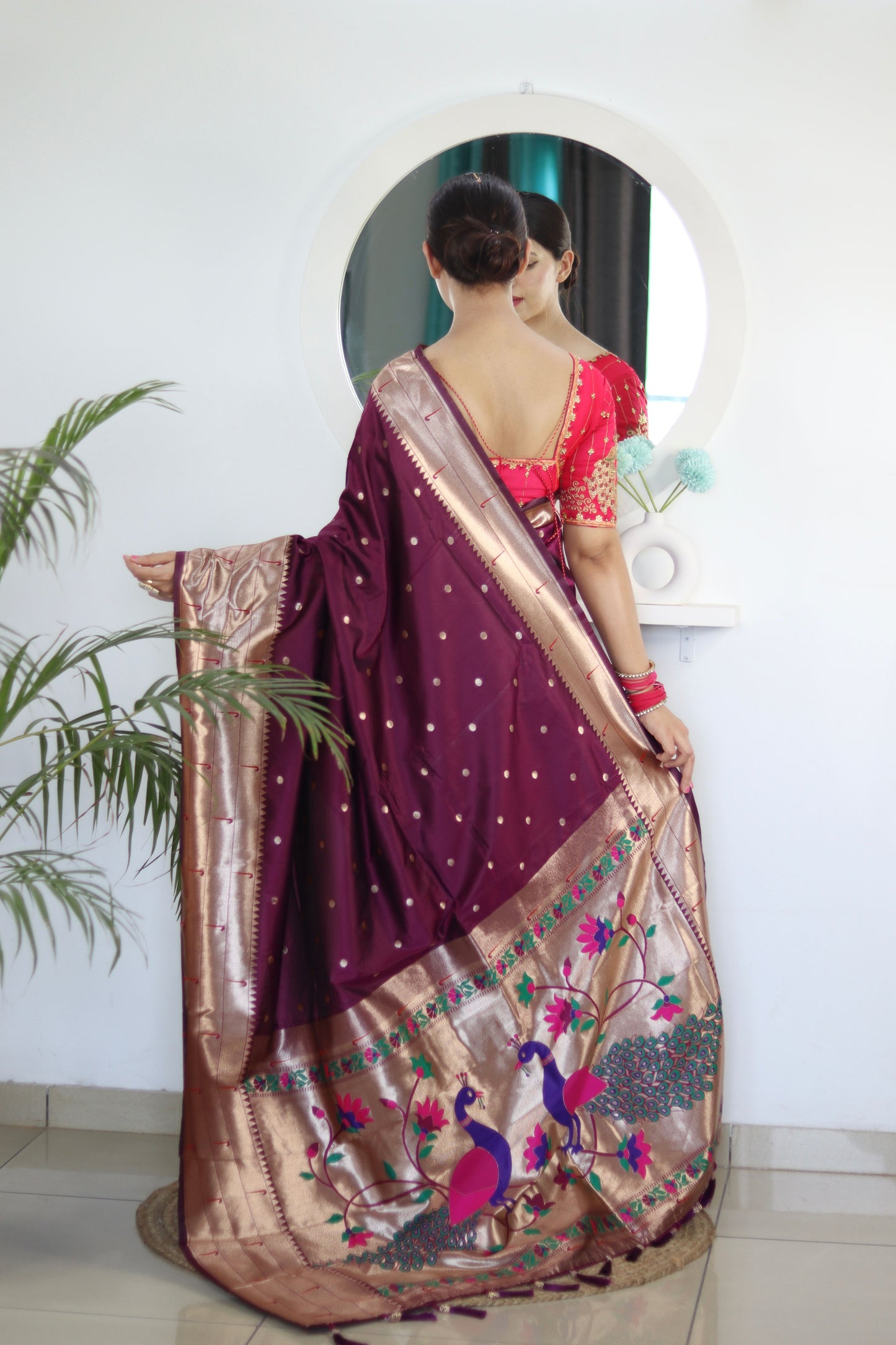 luxurious designer Soft  Paithani  silk saree with zari  weawing design  and  Rich Meenakari  weawing  silk saree