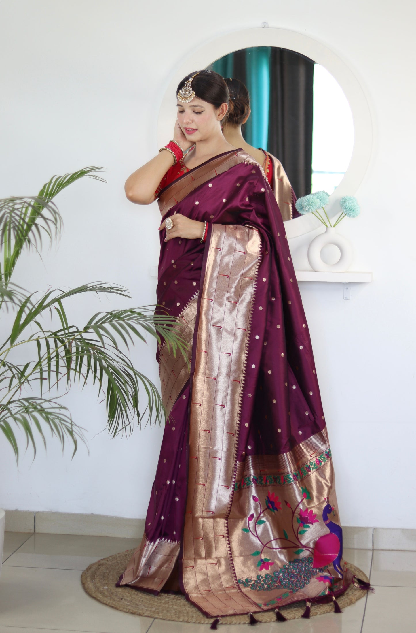 luxurious designer Soft  Paithani  silk saree with zari  weawing design  and  Rich Meenakari  weawing  silk saree