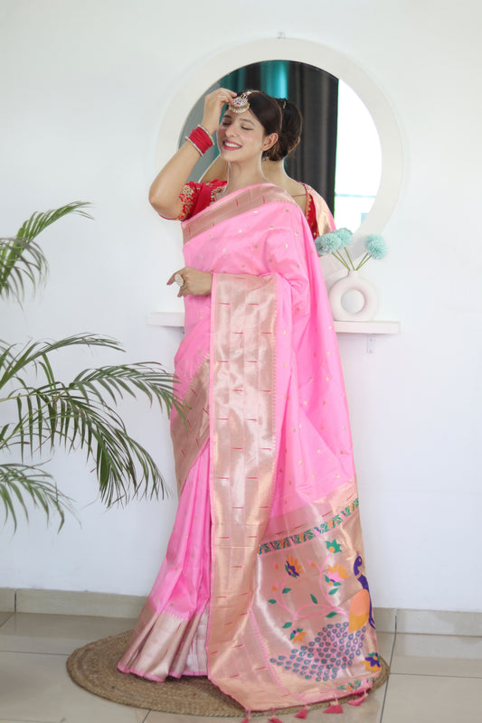 luxurious designer Soft  Paithani  silk saree with zari  weawing design  and  Rich Meenakari  weawing  silk saree