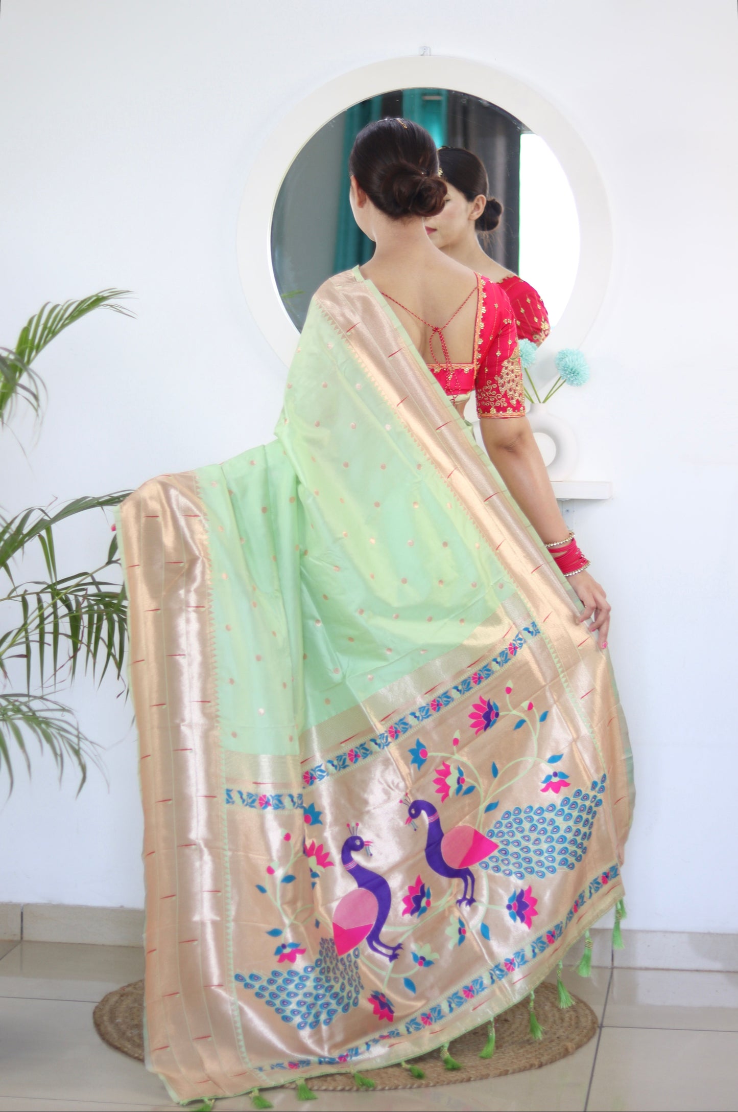 luxurious designer Soft  Paithani  silk saree with zari  weawing design  and  Rich Meenakari  weawing  silk saree