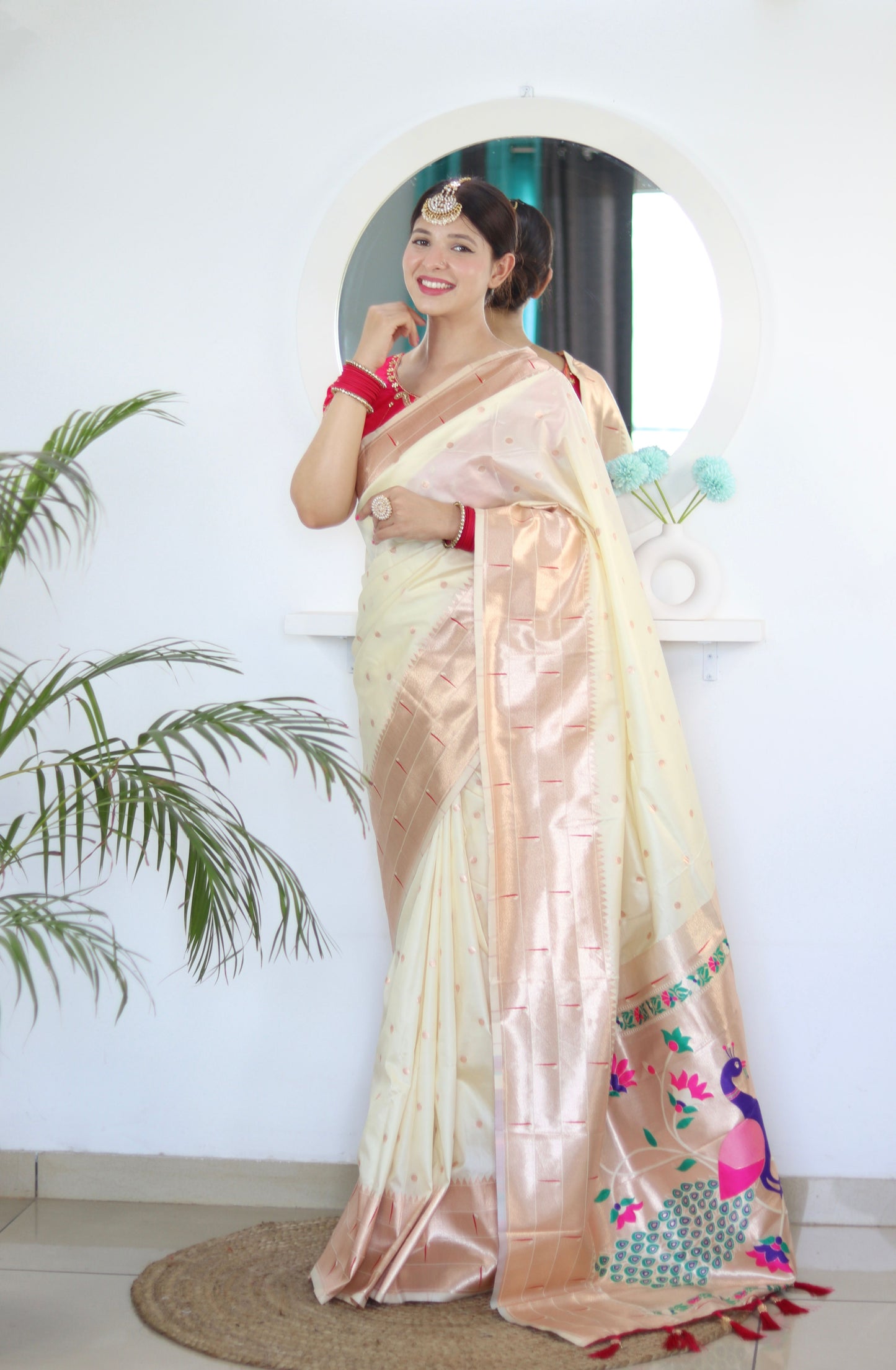 luxurious designer Soft  Paithani  silk saree with zari  weawing design  and  Rich Meenakari  weawing  silk saree