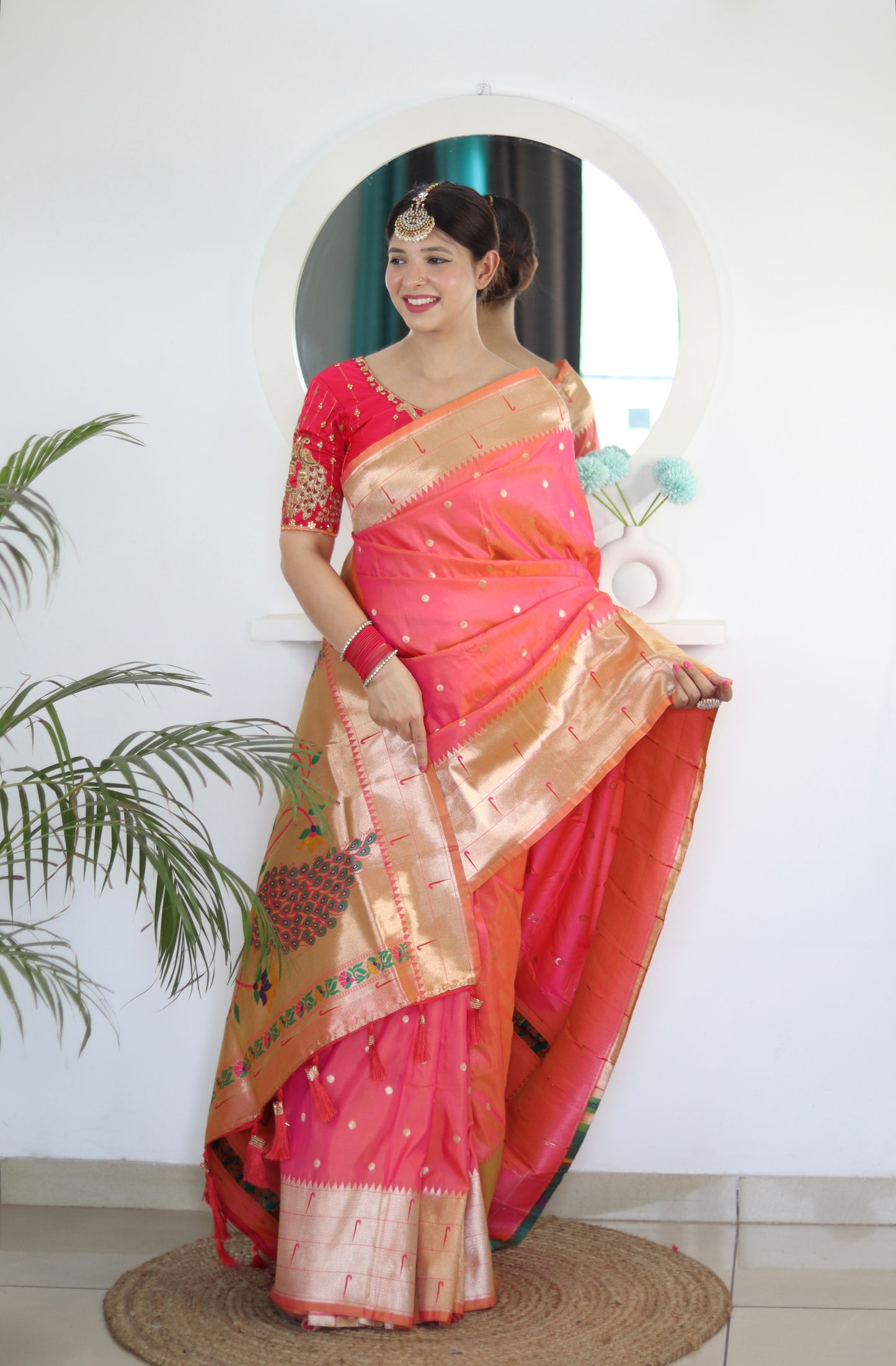 luxurious designer Soft  Paithani  silk saree with zari  weawing design  and  Rich Meenakari  weawing  silk saree