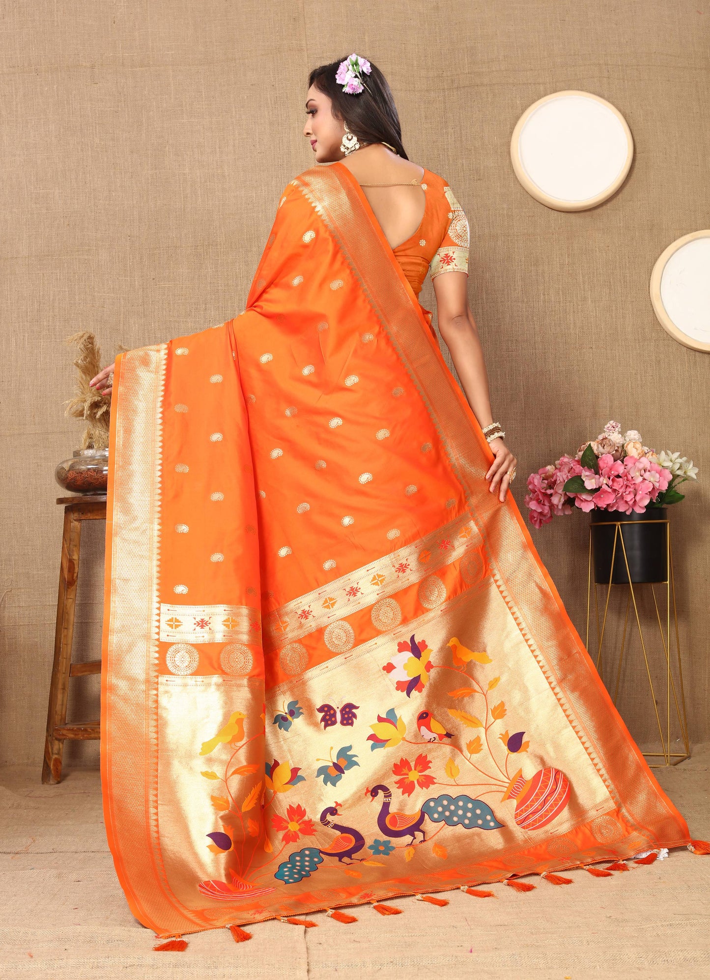 luxurious designer Soft  Paithani  silk saree with zari  weawing design  and  Rich Meenakari  weawing  silk saree