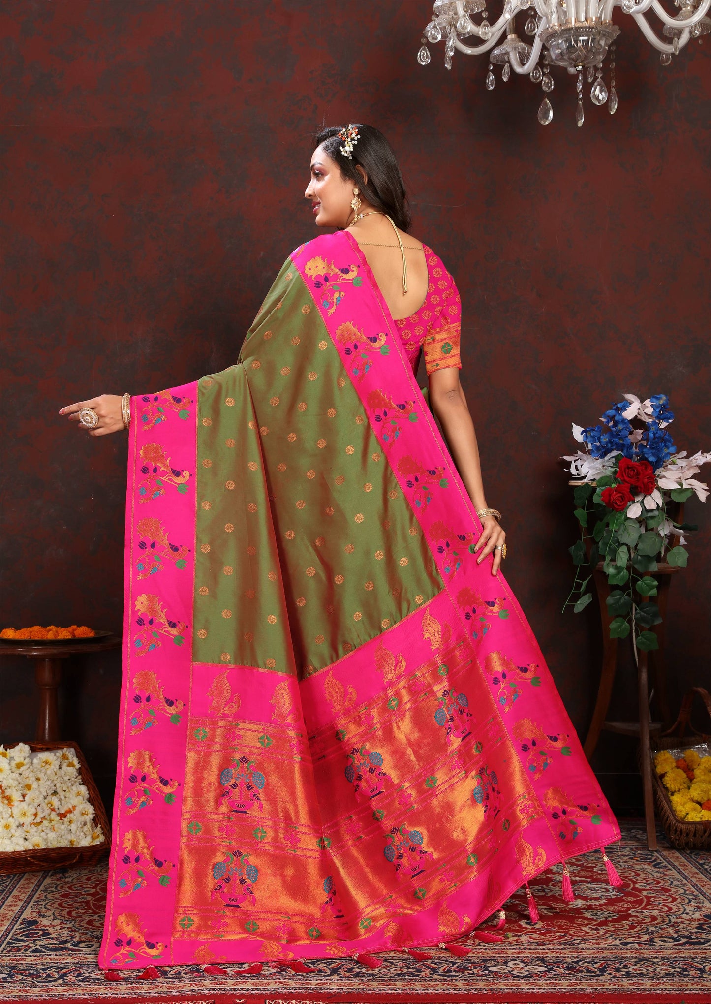 luxurious designer Soft  Paithani  silk saree with zari  weawing design  and  Rich Meenakari  weawing  silk saree