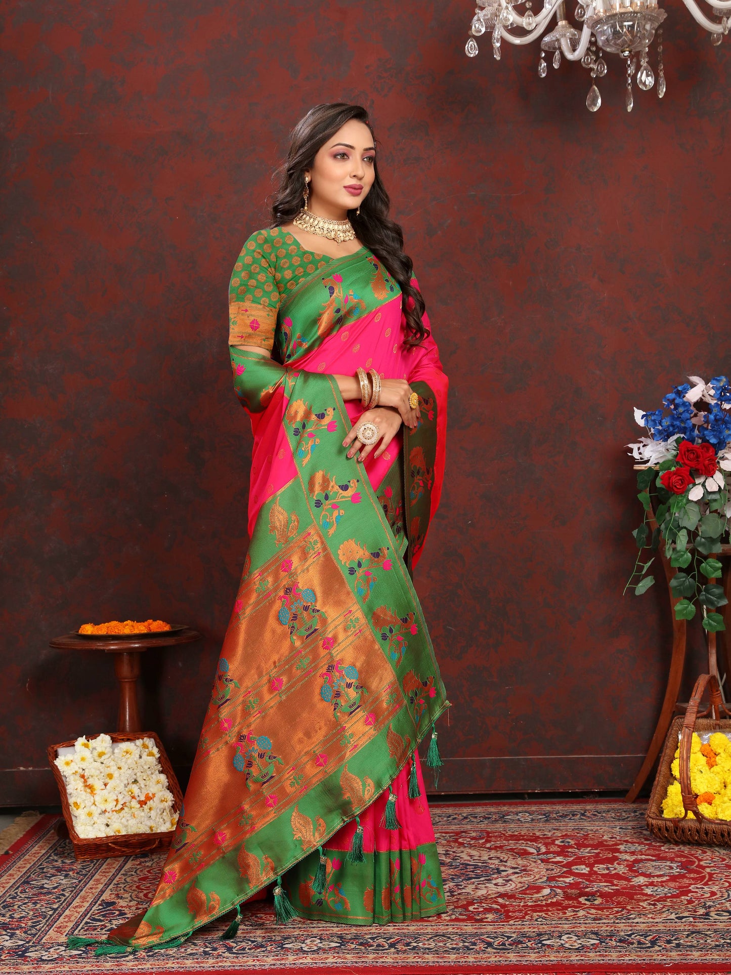 luxurious designer Soft  Paithani  silk saree with zari  weawing design  and  Rich Meenakari  weawing  silk saree