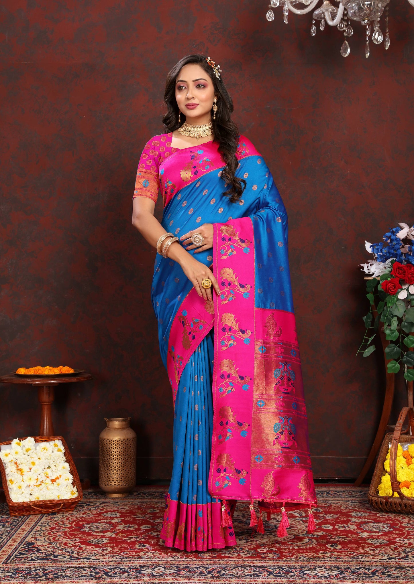 luxurious designer Soft  Paithani  silk saree with zari  weawing design  and  Rich Meenakari  weawing  silk saree