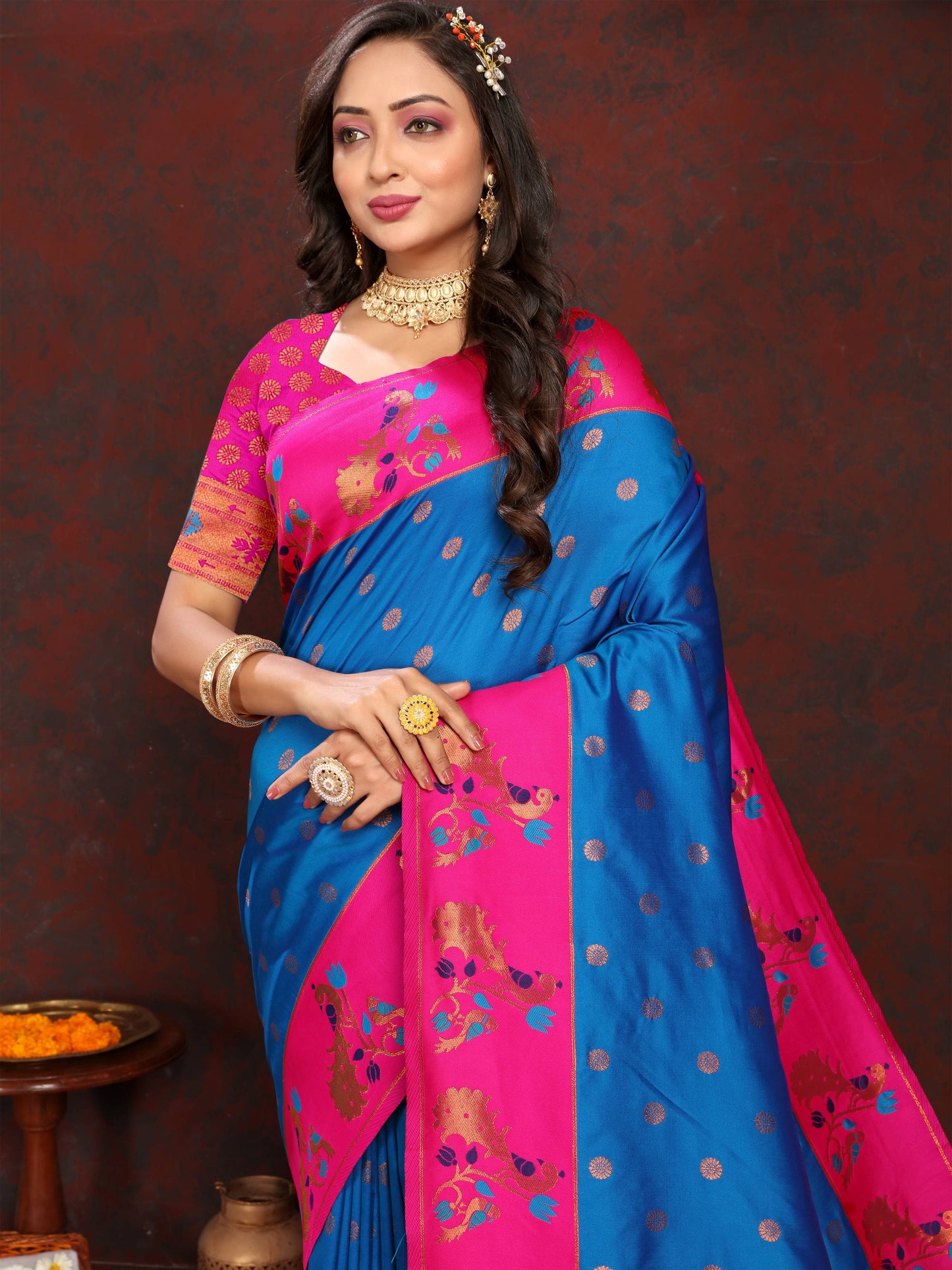 luxurious designer Soft  Paithani  silk saree with zari  weawing design  and  Rich Meenakari  weawing  silk saree