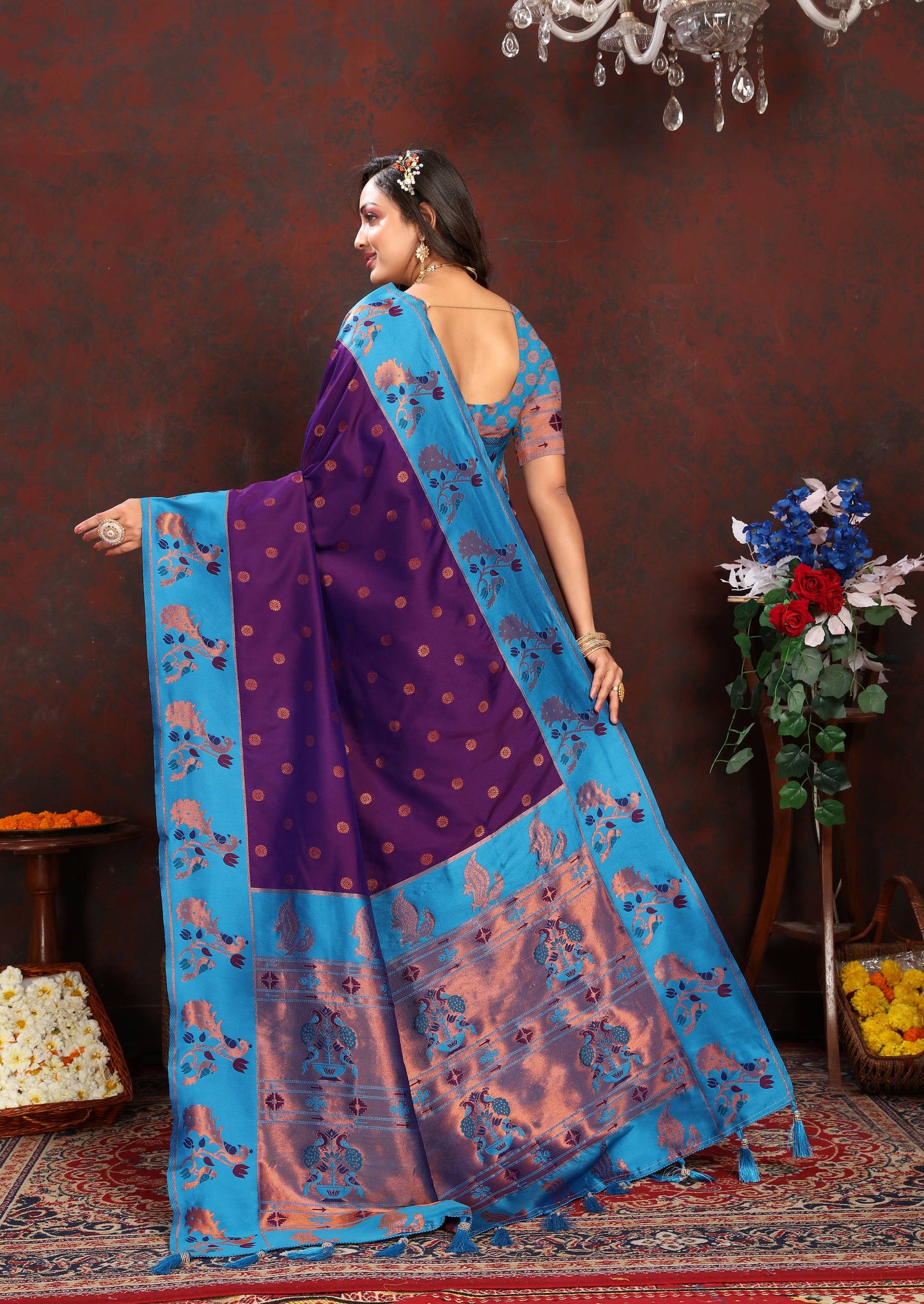 luxurious designer Soft  Paithani  silk saree with zari  weawing design  and  Rich Meenakari  weawing  silk saree