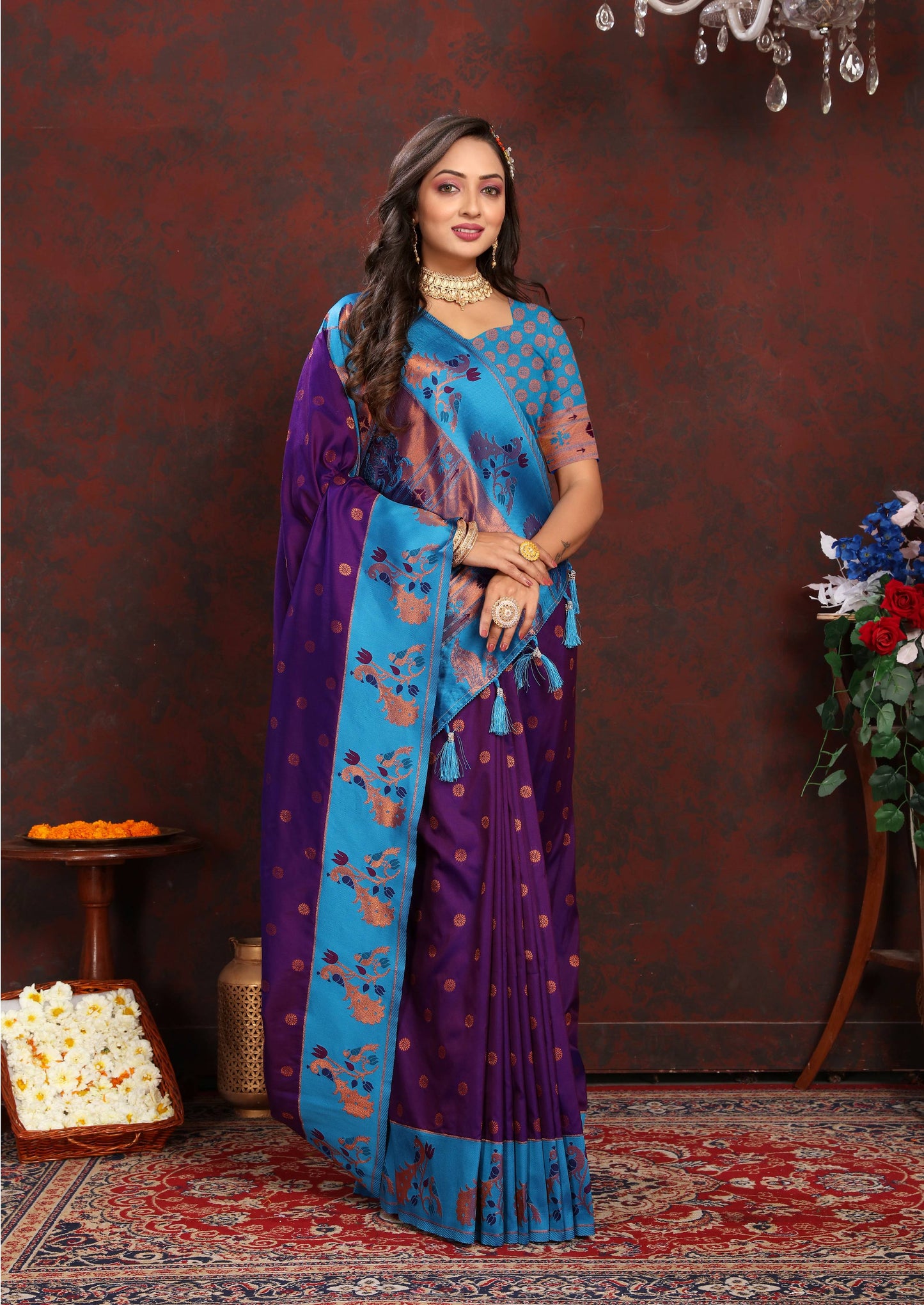 luxurious designer Soft  Paithani  silk saree with zari  weawing design  and  Rich Meenakari  weawing  silk saree