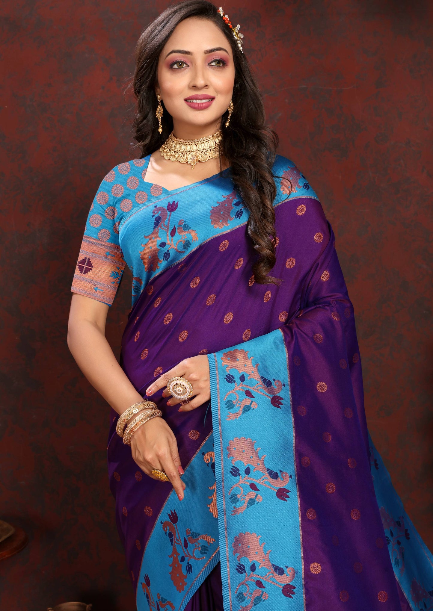 luxurious designer Soft  Paithani  silk saree with zari  weawing design  and  Rich Meenakari  weawing  silk saree