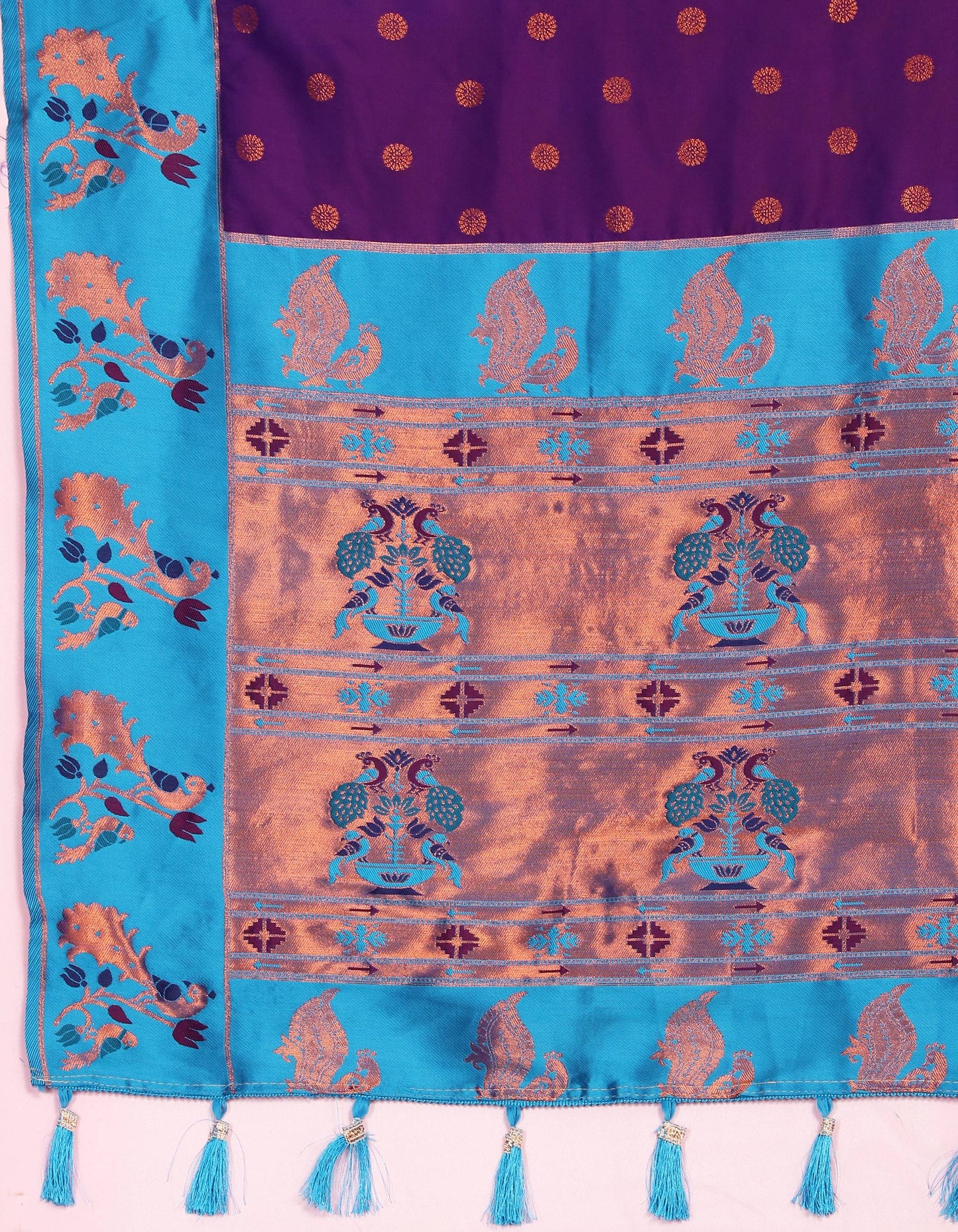 luxurious designer Soft  Paithani  silk saree with zari  weawing design  and  Rich Meenakari  weawing  silk saree