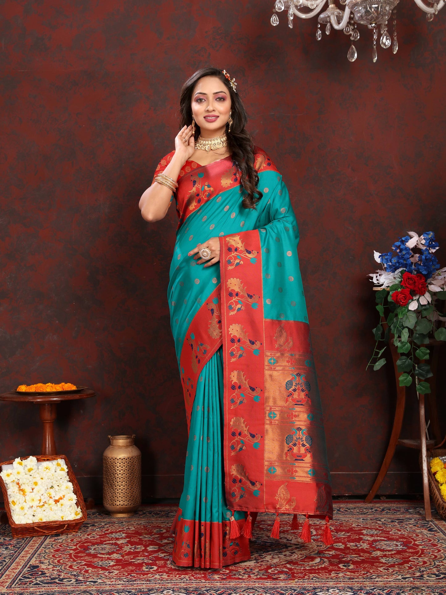 luxurious designer Soft  Paithani  silk saree with zari  weawing design  and  Rich Meenakari  weawing  silk saree