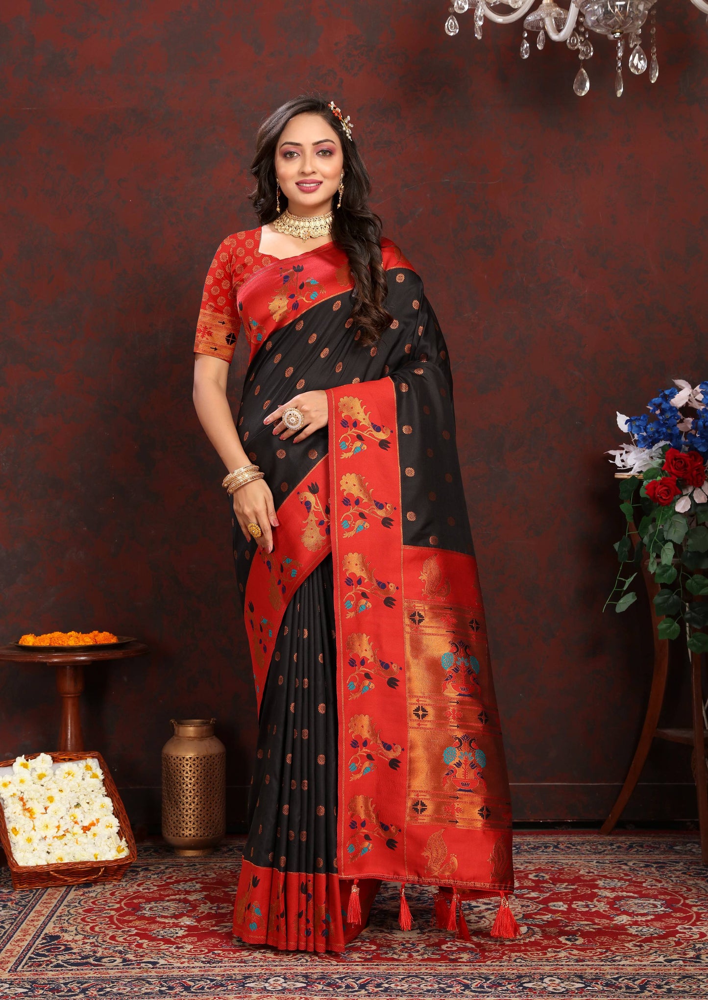 luxurious designer Soft  Paithani  silk saree with zari  weawing design  and  Rich Meenakari  weawing  silk saree