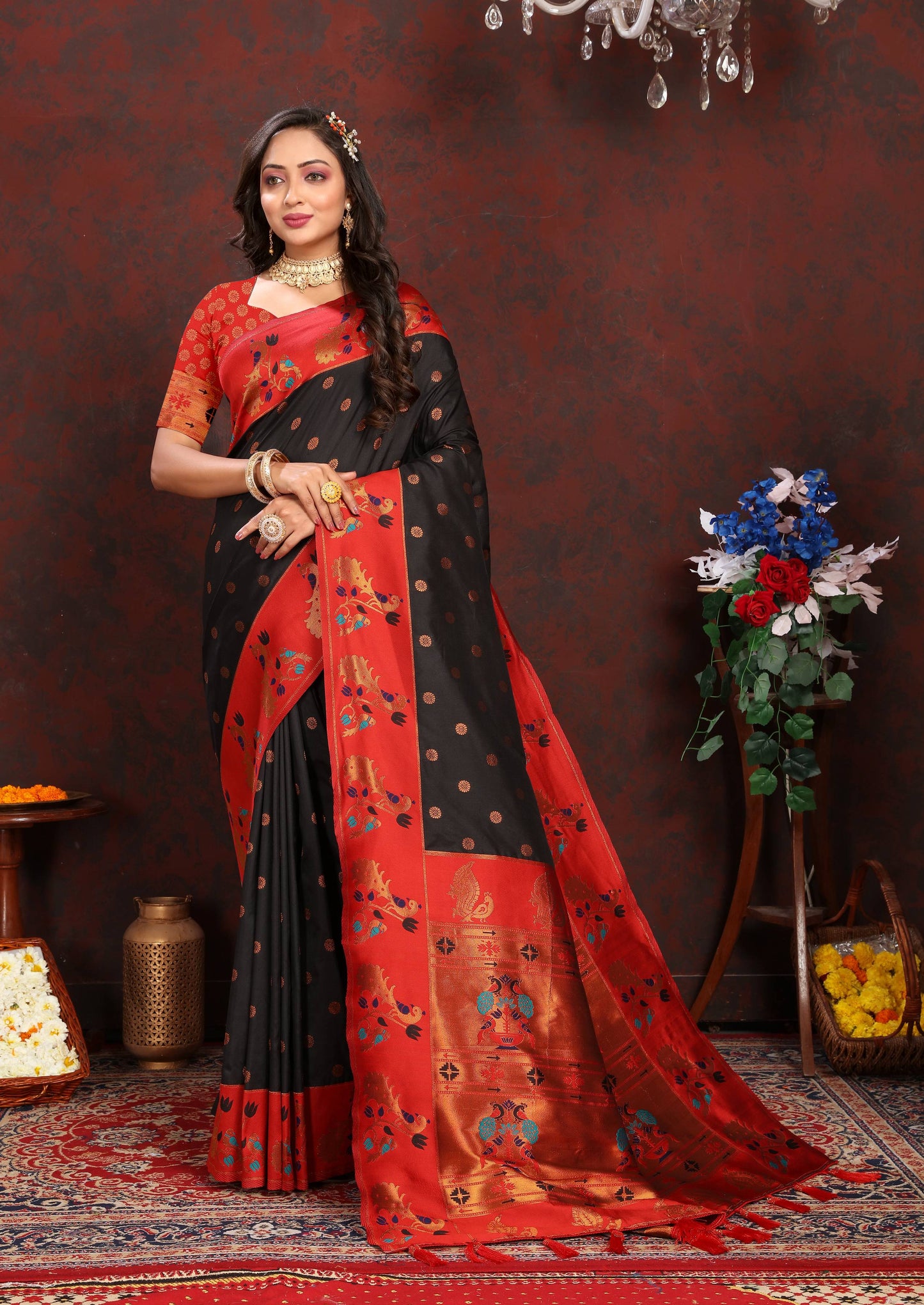 luxurious designer Soft  Paithani  silk saree with zari  weawing design  and  Rich Meenakari  weawing  silk saree