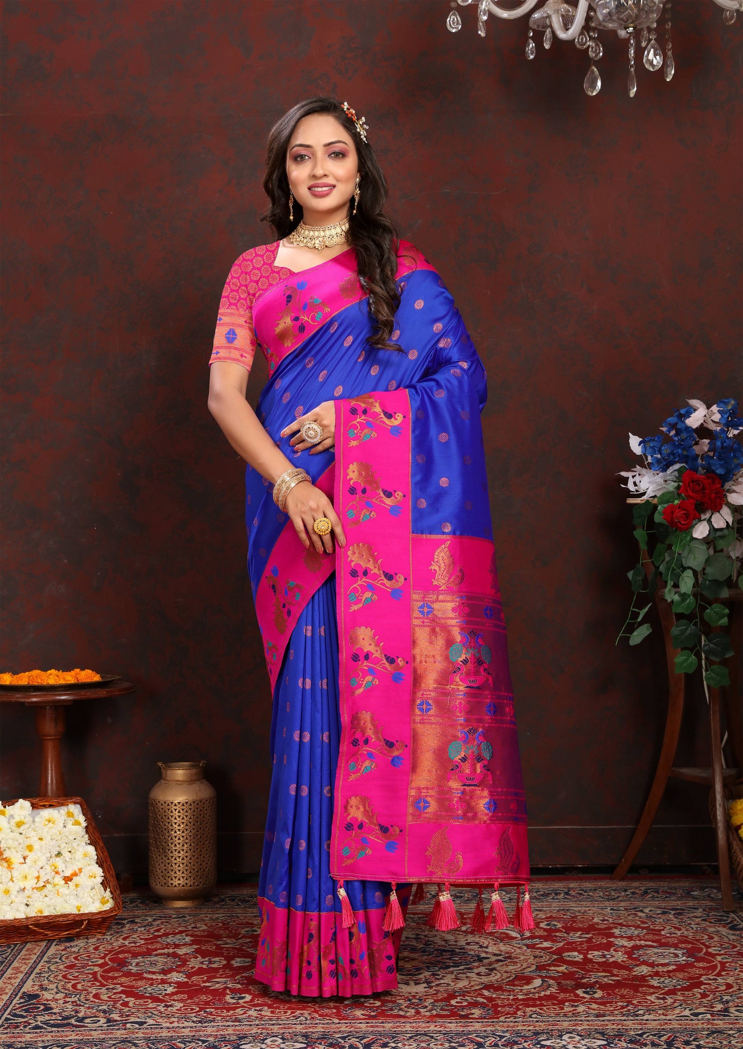 luxurious designer Soft  Paithani  silk saree with zari  weawing design  and  Rich Meenakari  weawing  silk saree