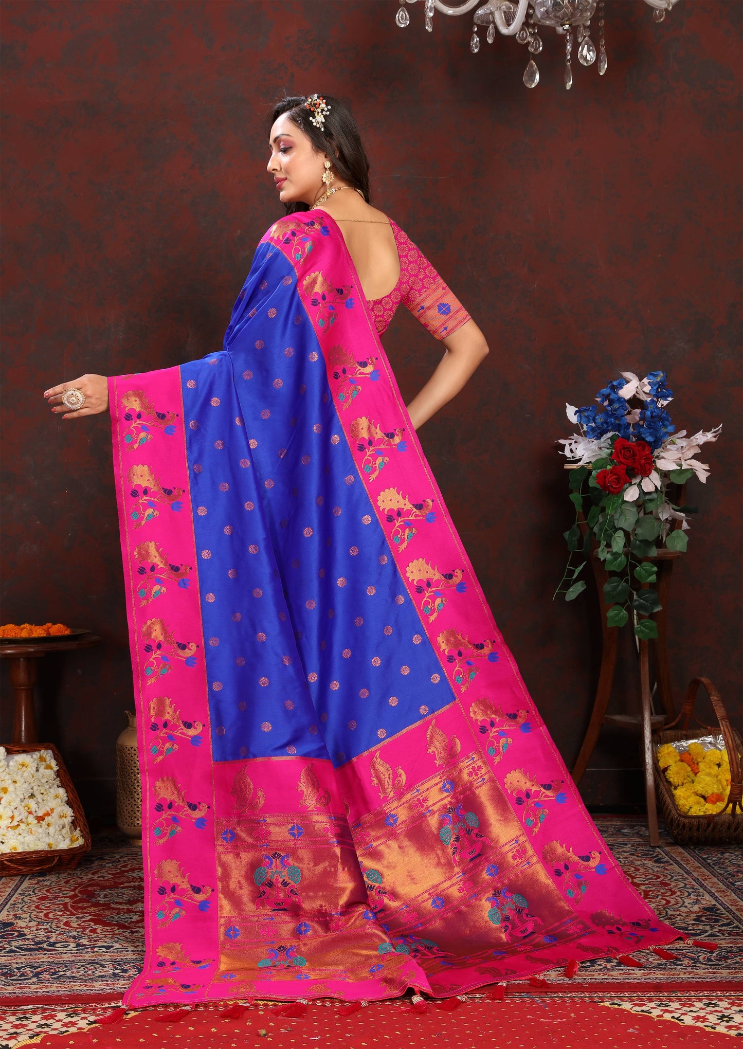 luxurious designer Soft  Paithani  silk saree with zari  weawing design  and  Rich Meenakari  weawing  silk saree