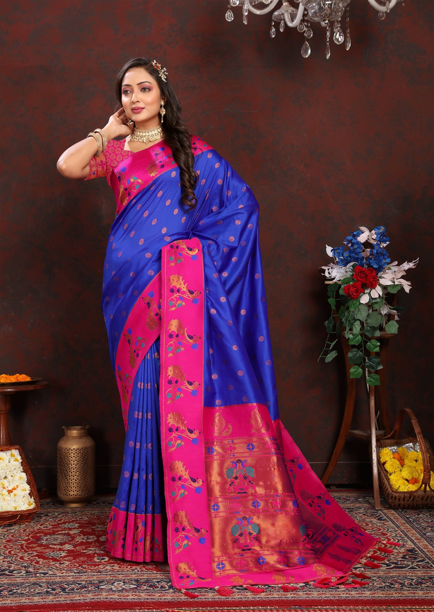 luxurious designer Soft  Paithani  silk saree with zari  weawing design  and  Rich Meenakari  weawing  silk saree