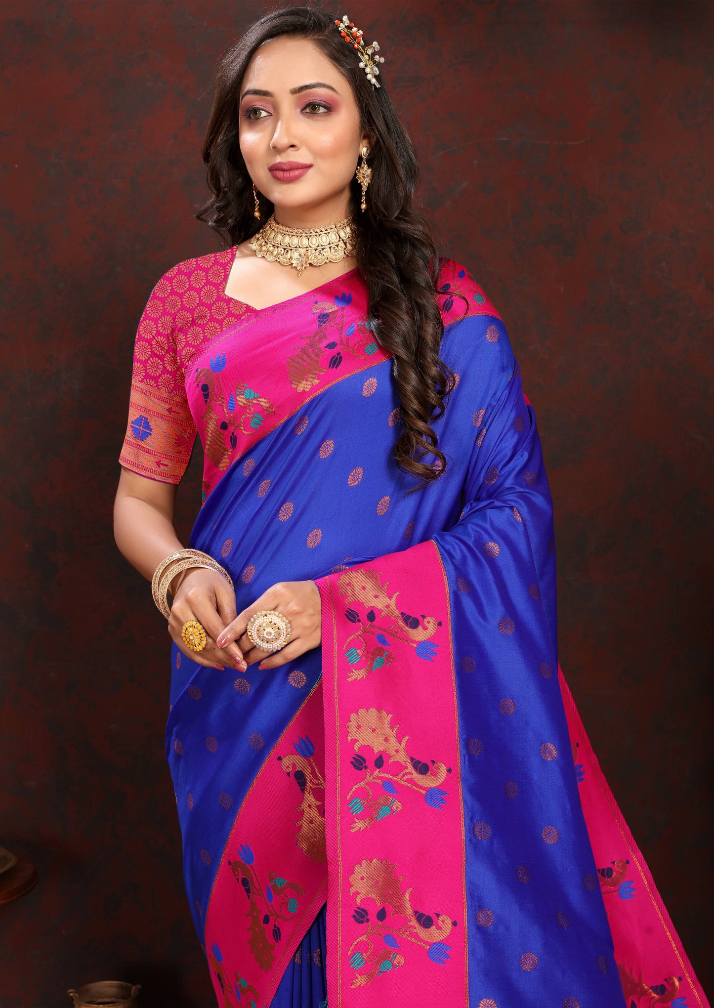 luxurious designer Soft  Paithani  silk saree with zari  weawing design  and  Rich Meenakari  weawing  silk saree