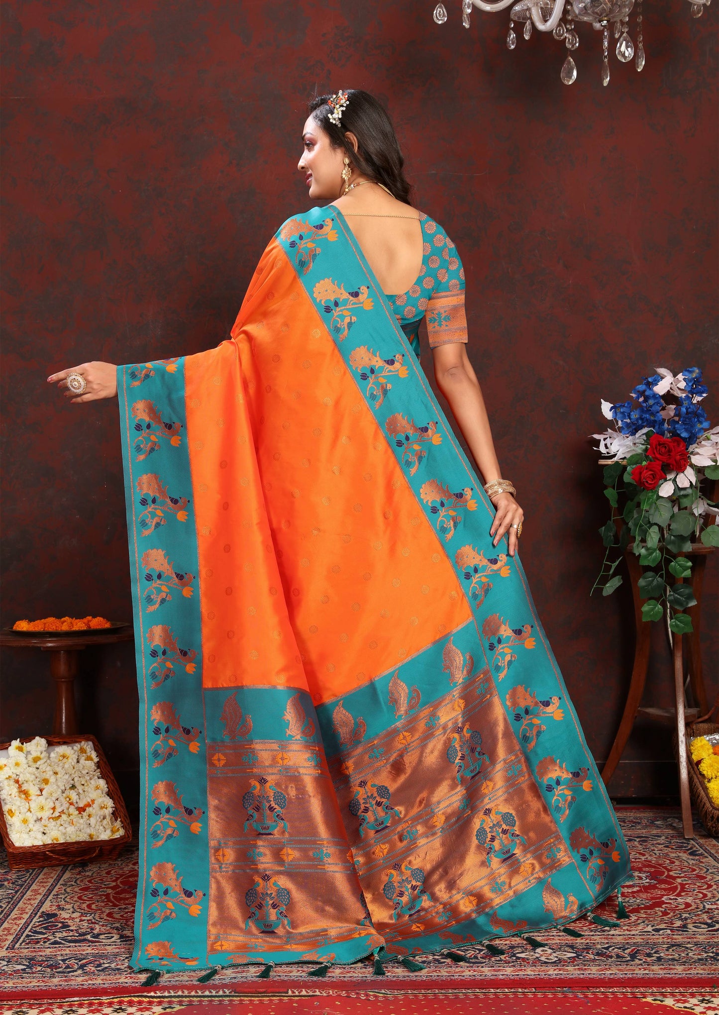 luxurious designer Soft  Paithani  silk saree with zari  weawing design  and  Rich Meenakari  weawing  silk saree