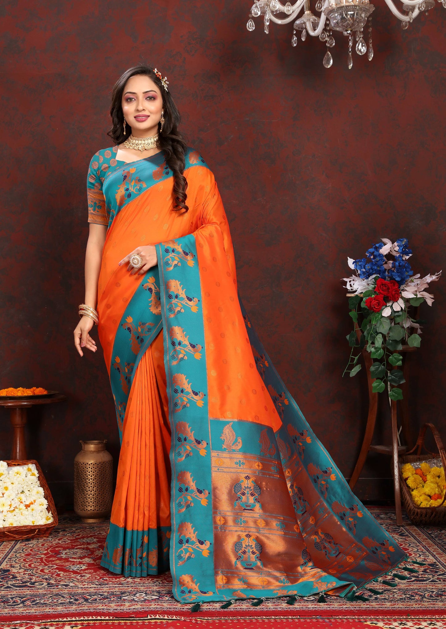 luxurious designer Soft  Paithani  silk saree with zari  weawing design  and  Rich Meenakari  weawing  silk saree