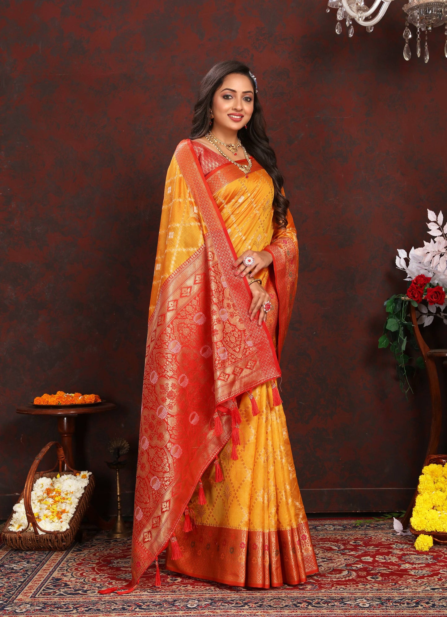 luxurious designer Women's Soft  Organza silk saree with Meenakari  weawing design  and  Rich Meenakari  weawing silk saree