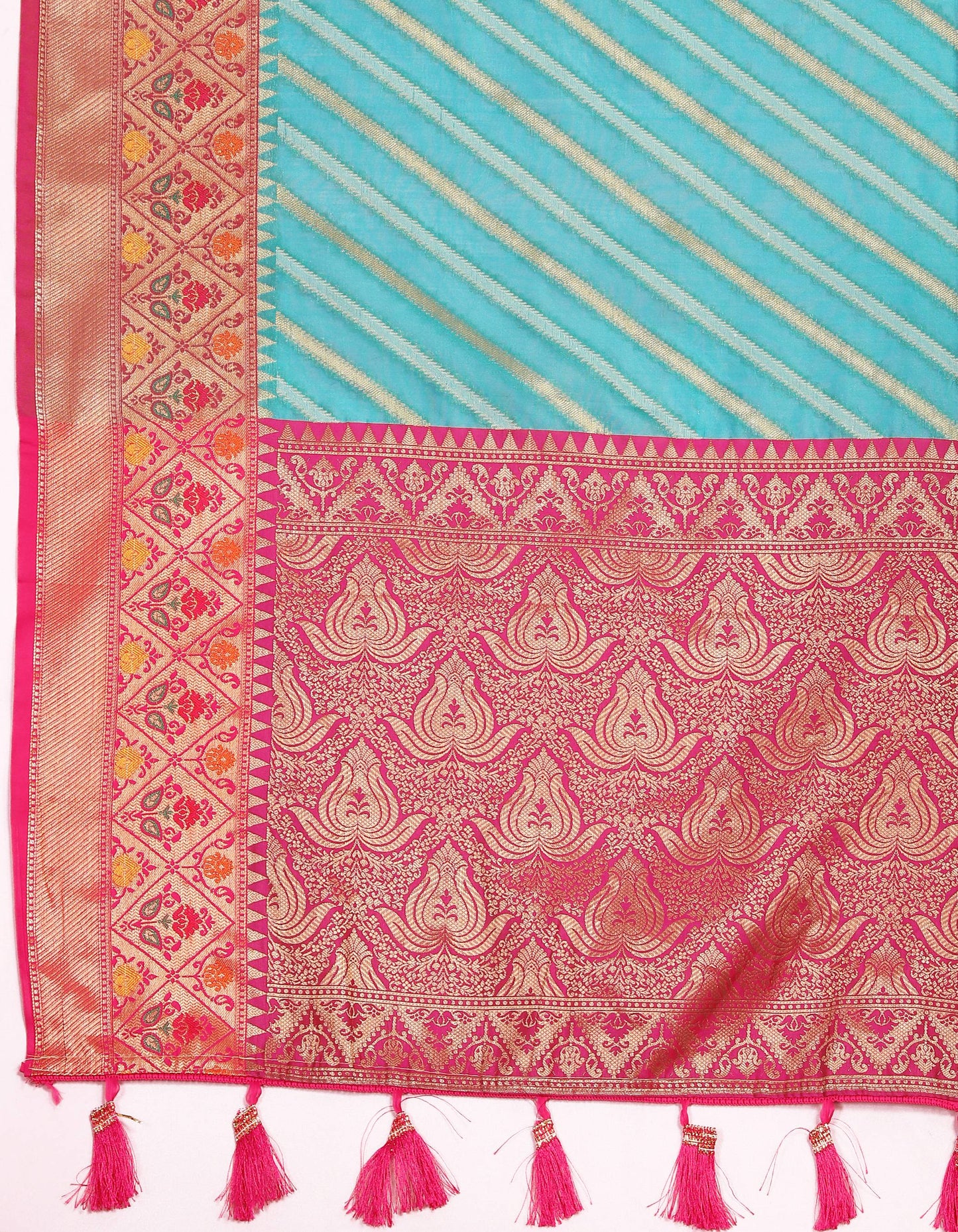 luxurious designer Women's Soft  Organza silk saree with Meenakari  weawing design  and  Rich Meenakari  weawing silk saree