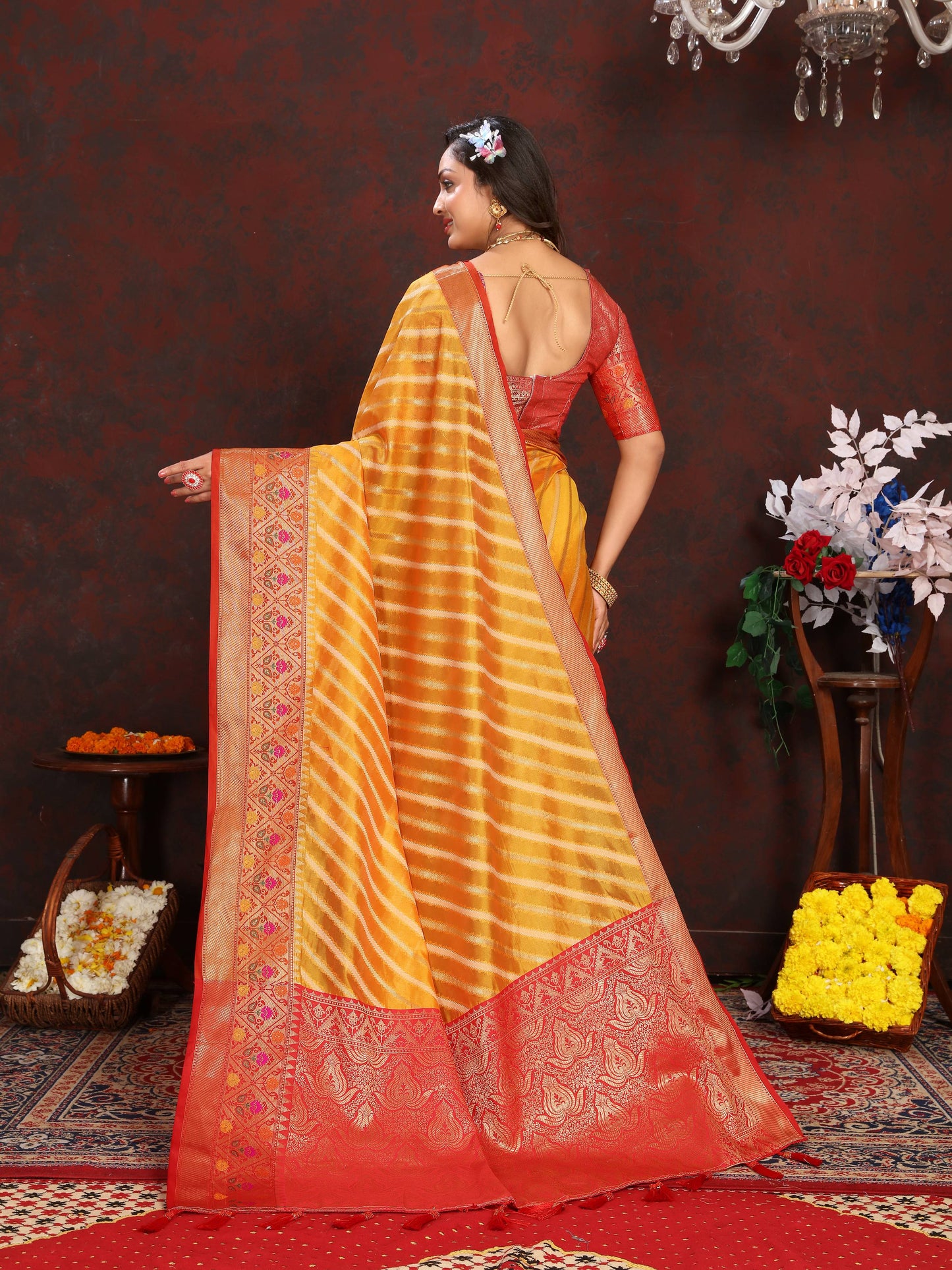 luxurious designer Women's Soft  Organza silk saree with Meenakari  weawing design  and  Rich Meenakari  weawing silk saree