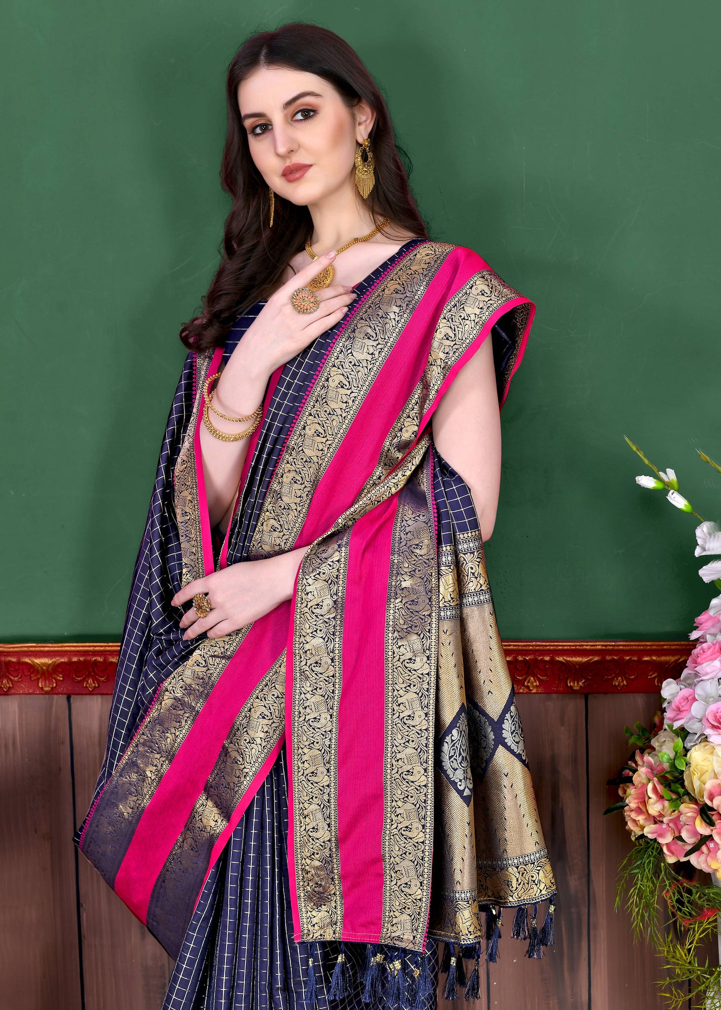 luxurious designer Women's Soft  silk saree with zari weawing design silk saree