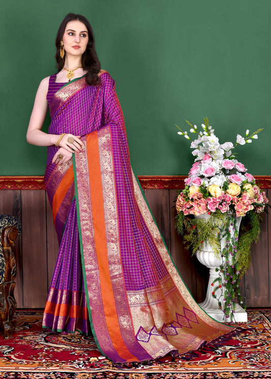 luxurious designer Women's Soft  silk saree with zari weawing design silk saree