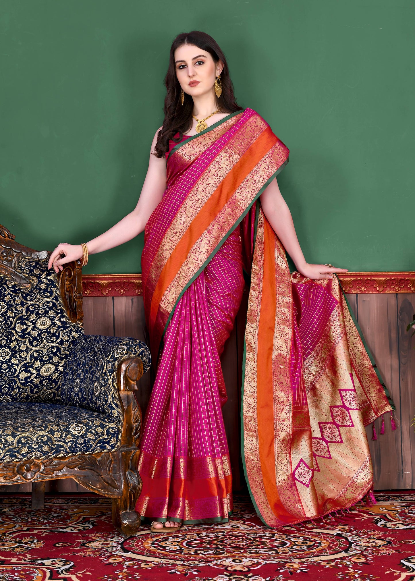 luxurious designer Women's Soft  silk saree with zari weawing design silk saree