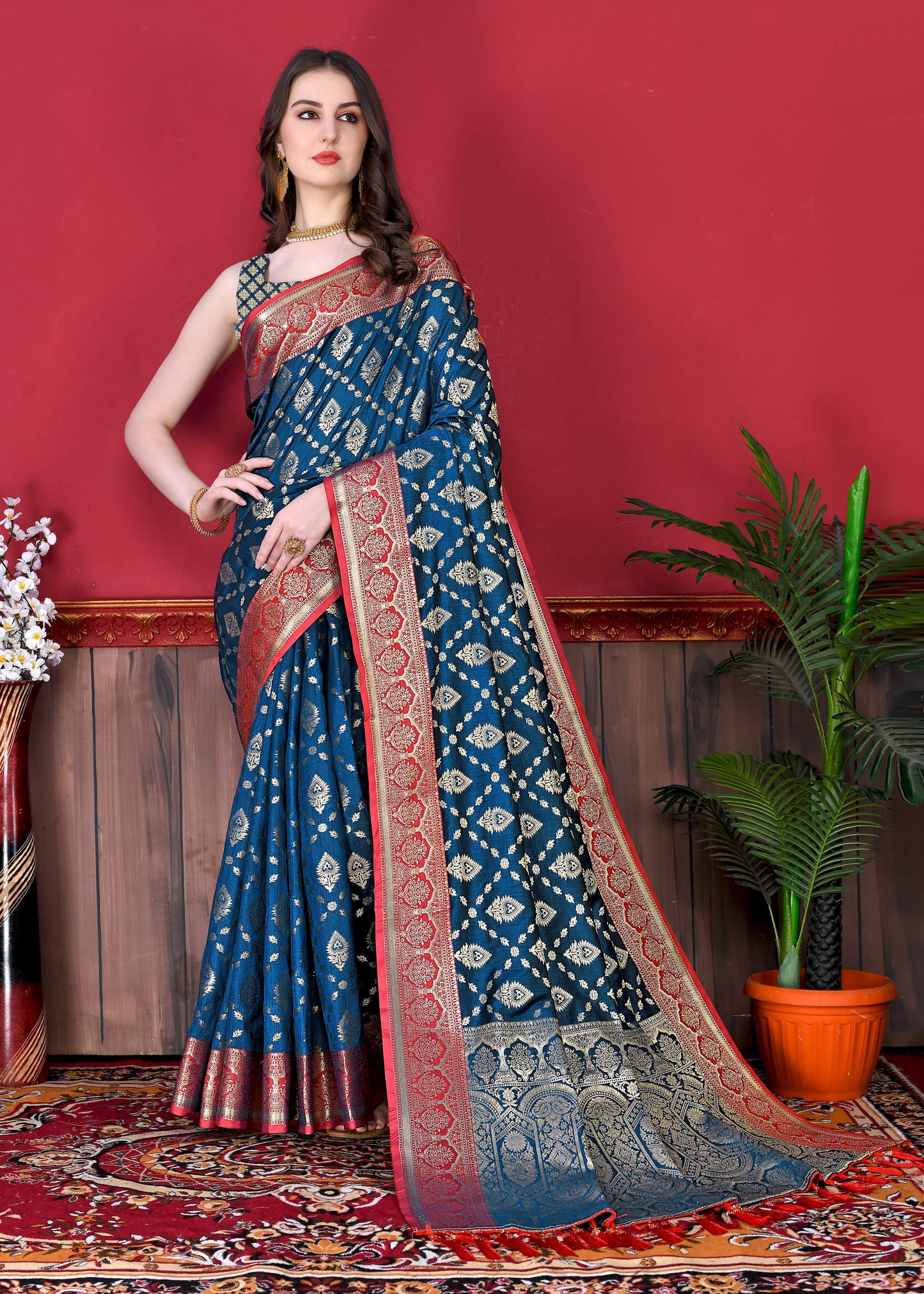 luxurious designer Women's Soft  silk saree with zari weawing design silk saree