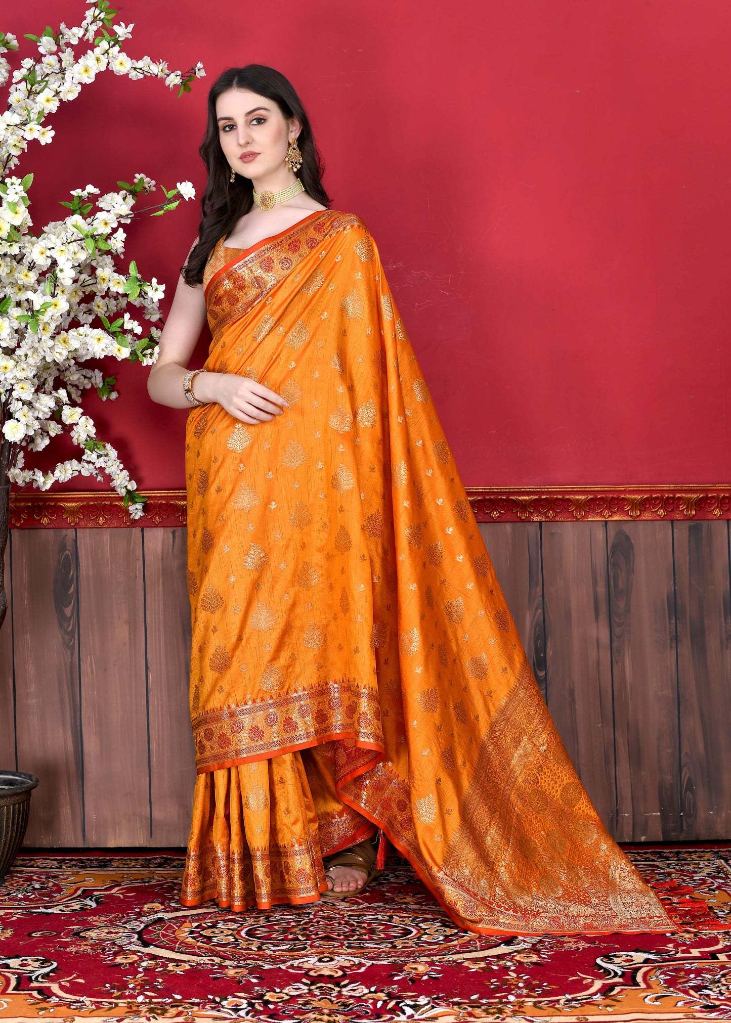 luxurious designer Women's Soft  silk saree with zari weawing design silk saree