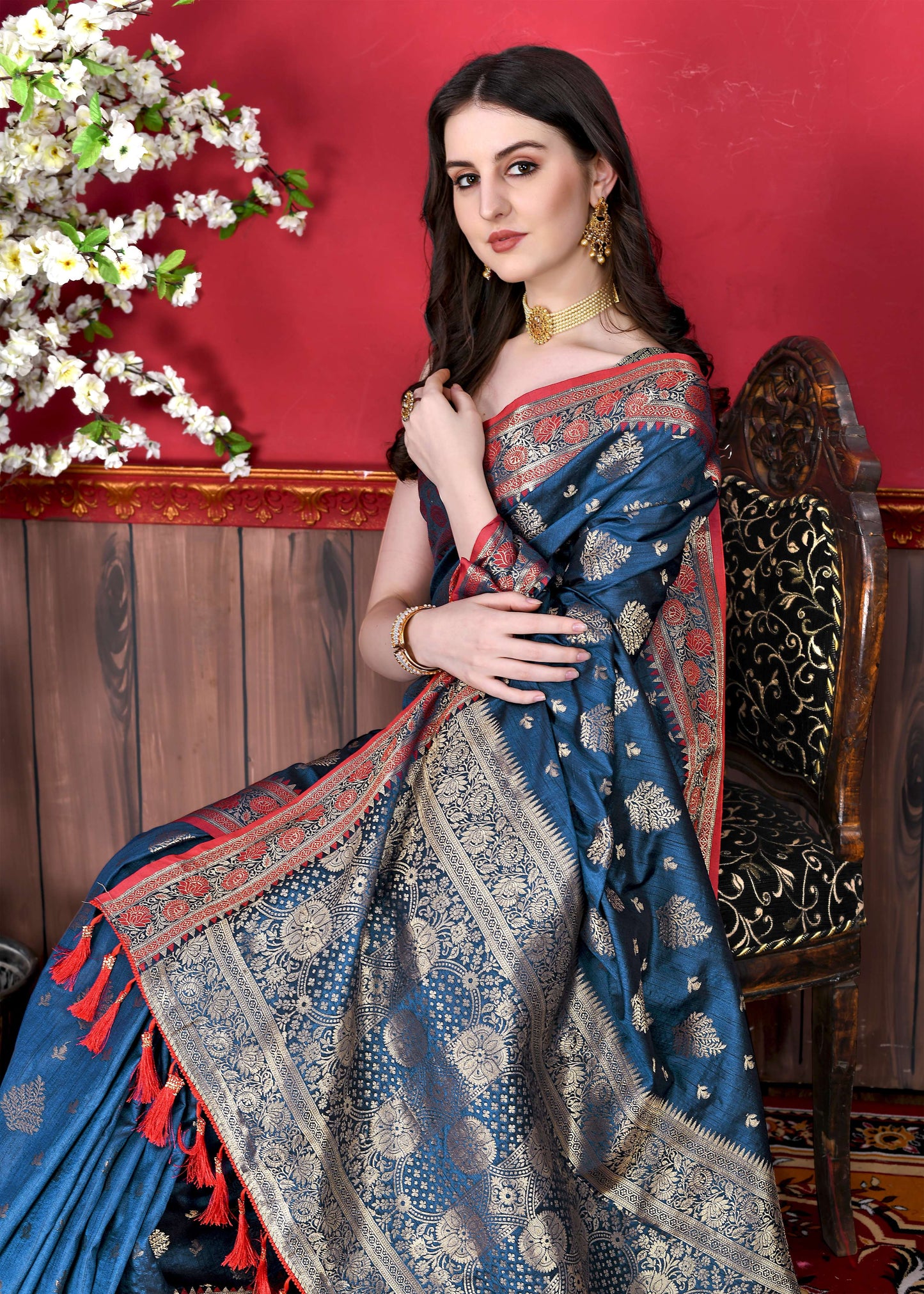 luxurious designer Women's Soft  silk saree with zari weawing design silk saree