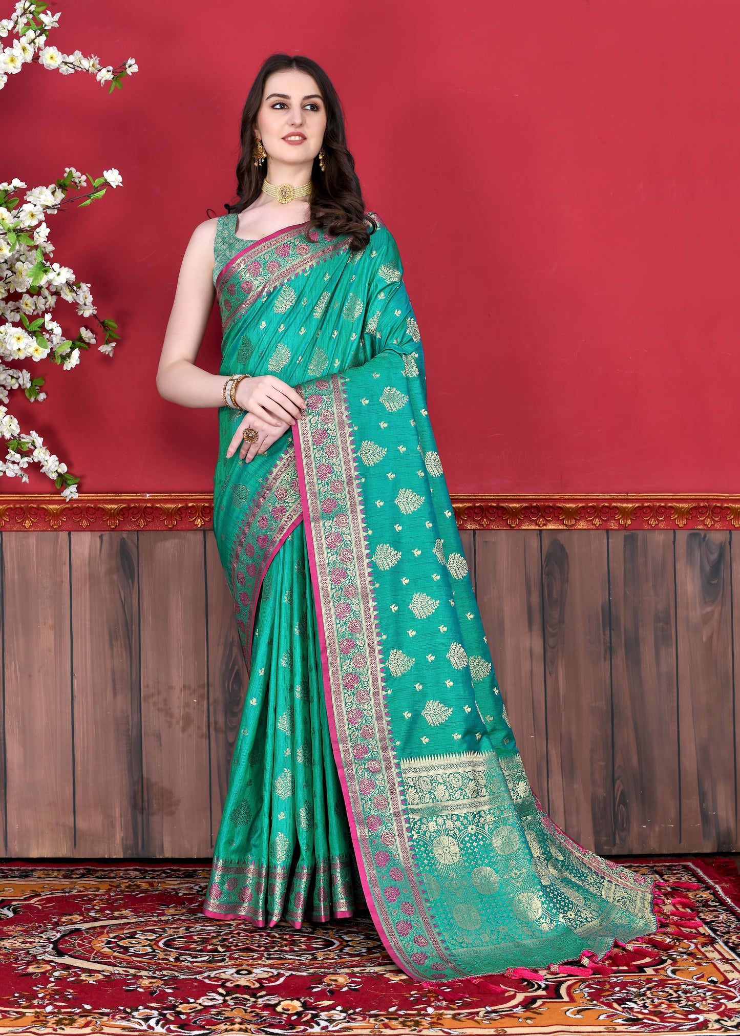 luxurious designer Women's Soft  silk saree with zari weawing design silk saree